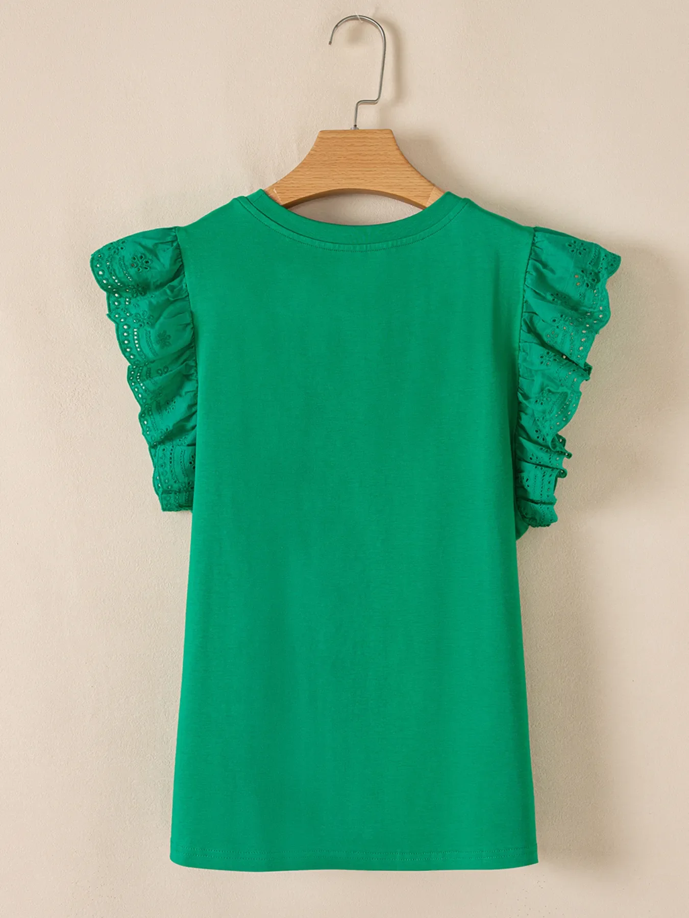 Ruffled Sleeve Slim Fit Crew Neck Top - Image 7