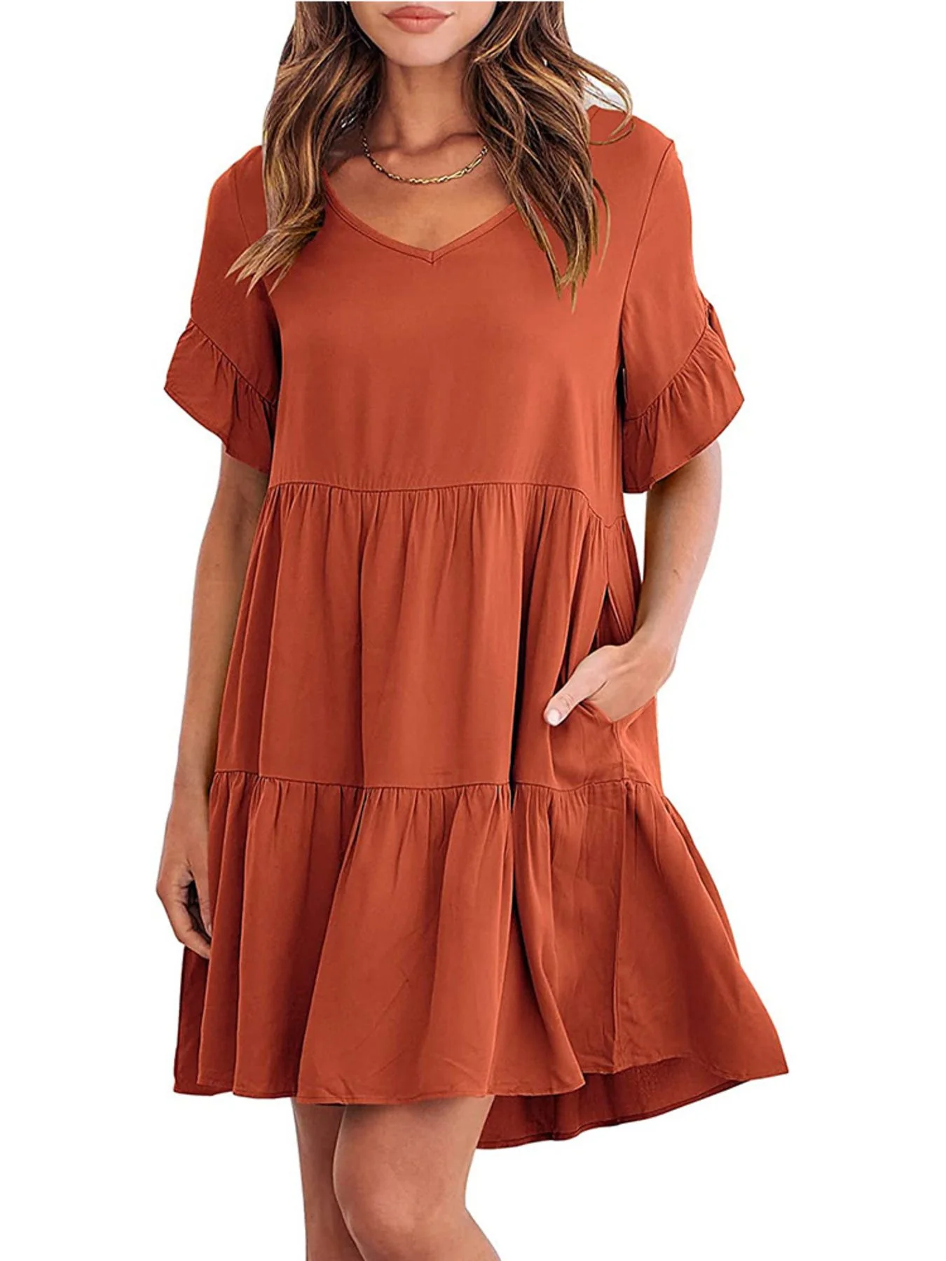 Ruffled Sleeve Tiered Mini Dress - Image 10