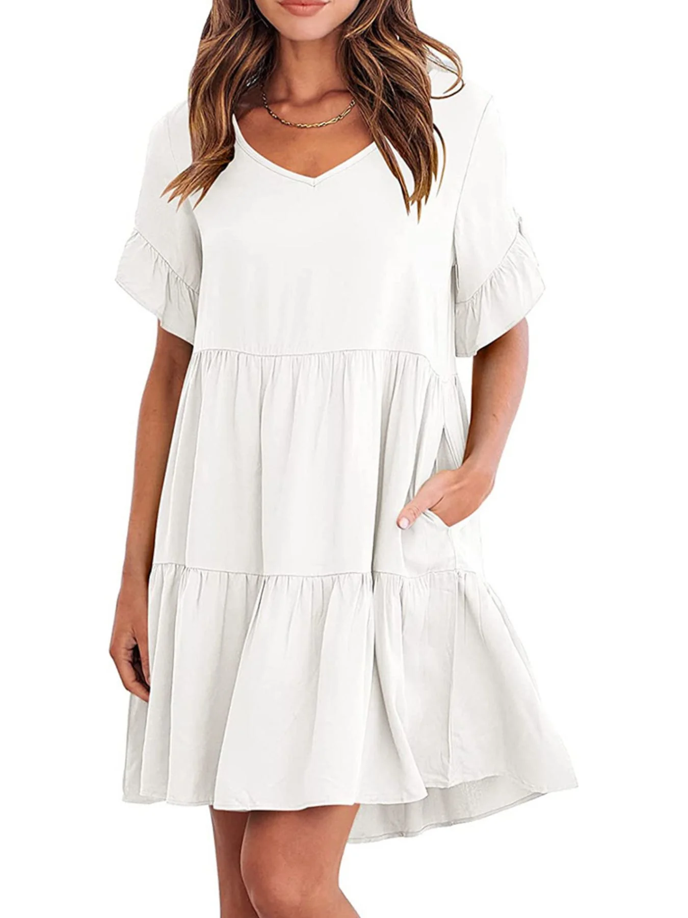 Ruffled Sleeve Tiered Mini Dress - Image 18