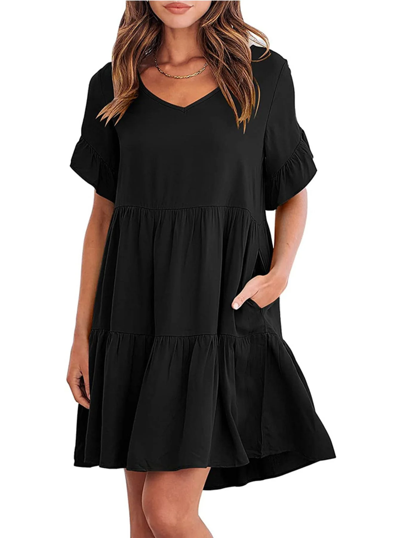 Ruffled Sleeve Tiered Mini Dress - Image 6