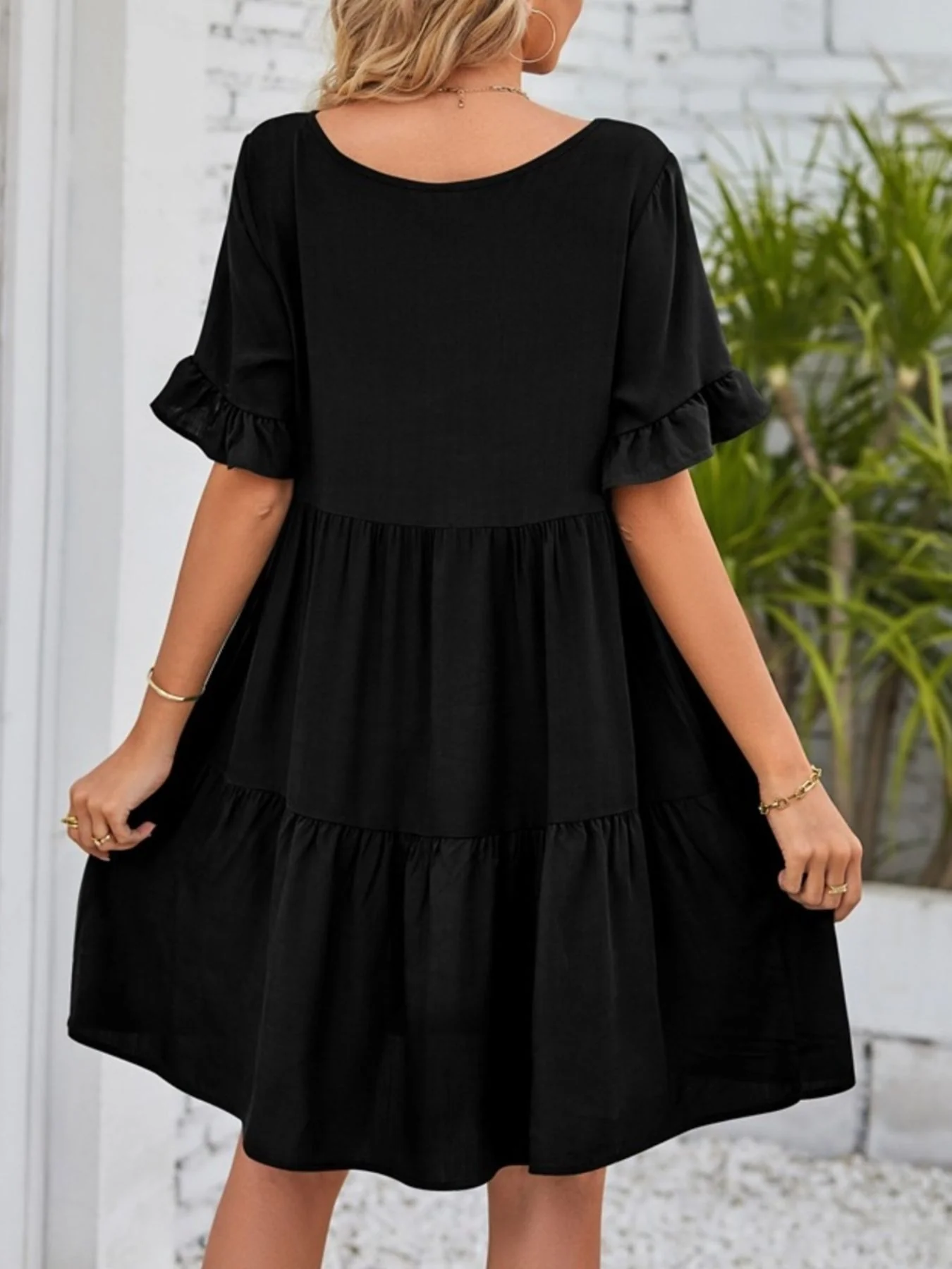 Ruffled Sleeve Tiered Mini Dress - Image 9