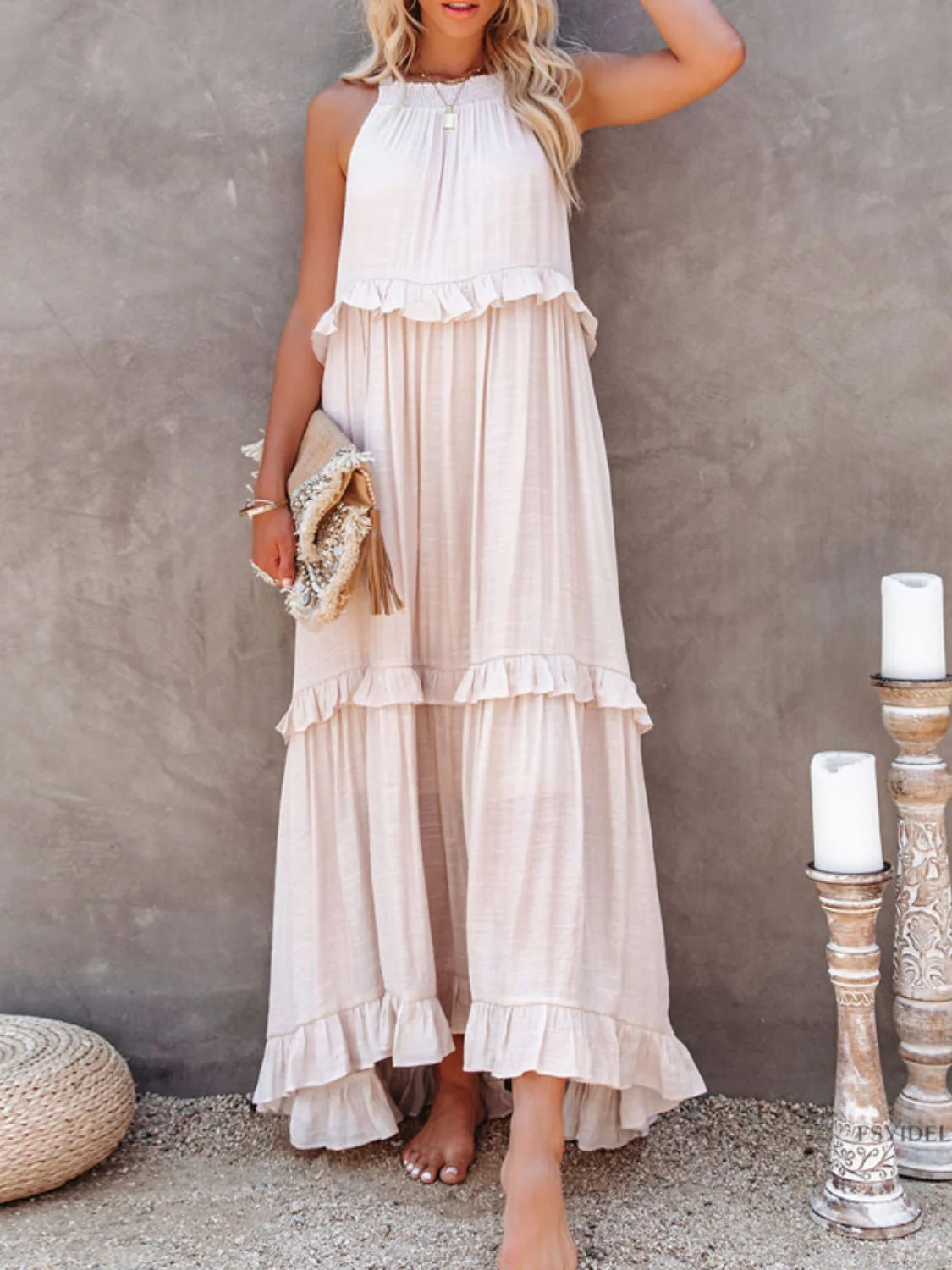 Ruffled Sleeveless Maxi Dress with Pockets - Image 10