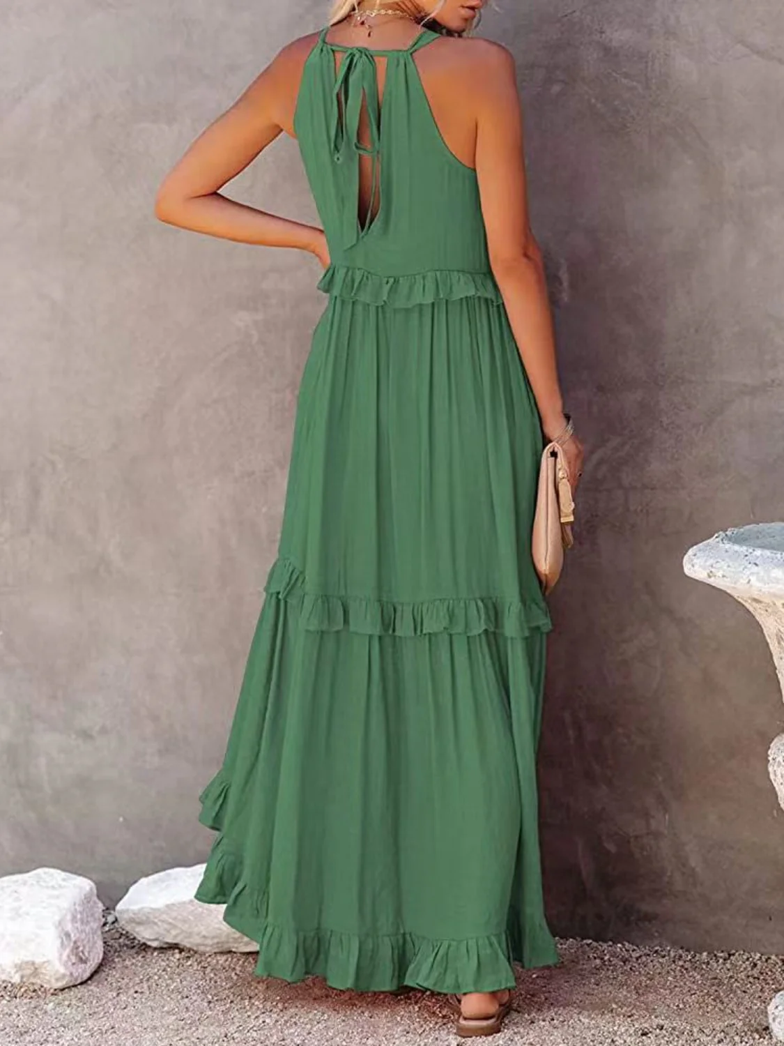 Ruffled Sleeveless Maxi Dress with Pockets - Image 18