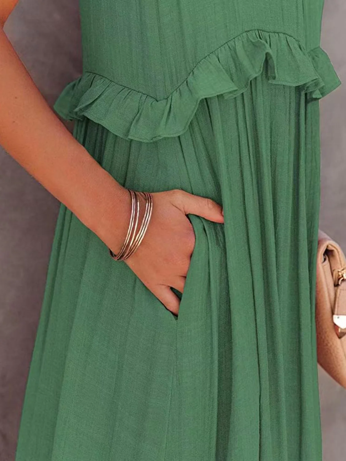 Ruffled Sleeveless Maxi Dress with Pockets - Image 19