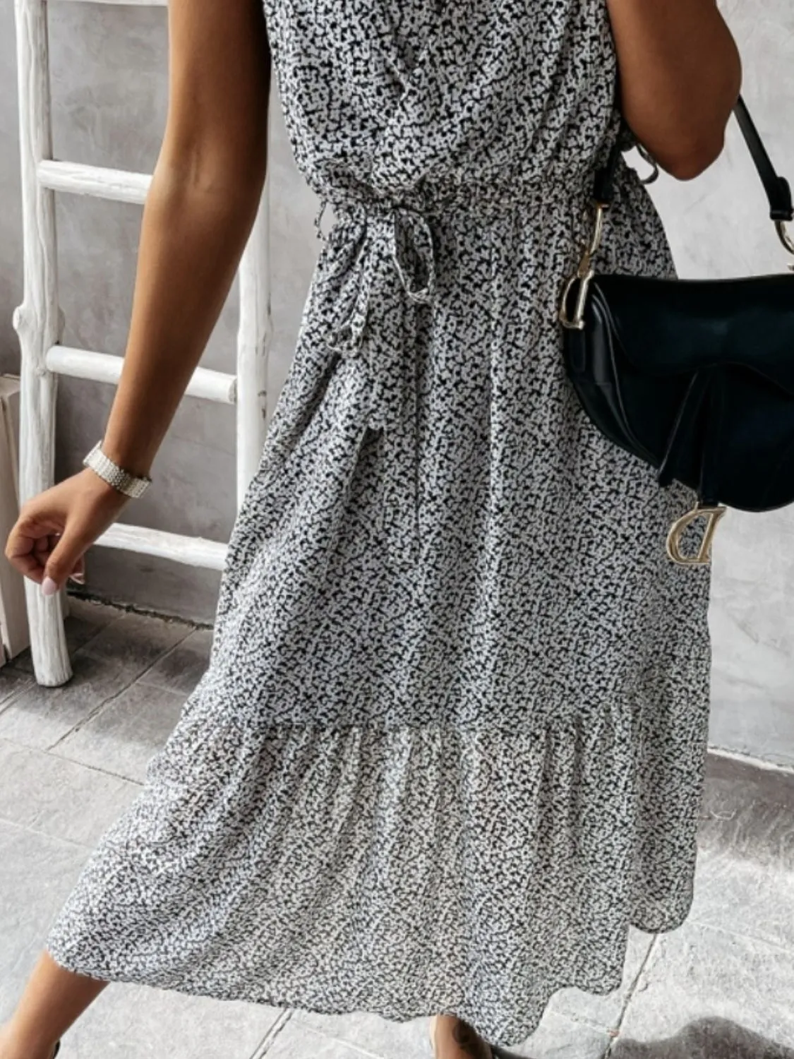 Ruffled Surplice Printed Cap Sleeve Dress - Image 13