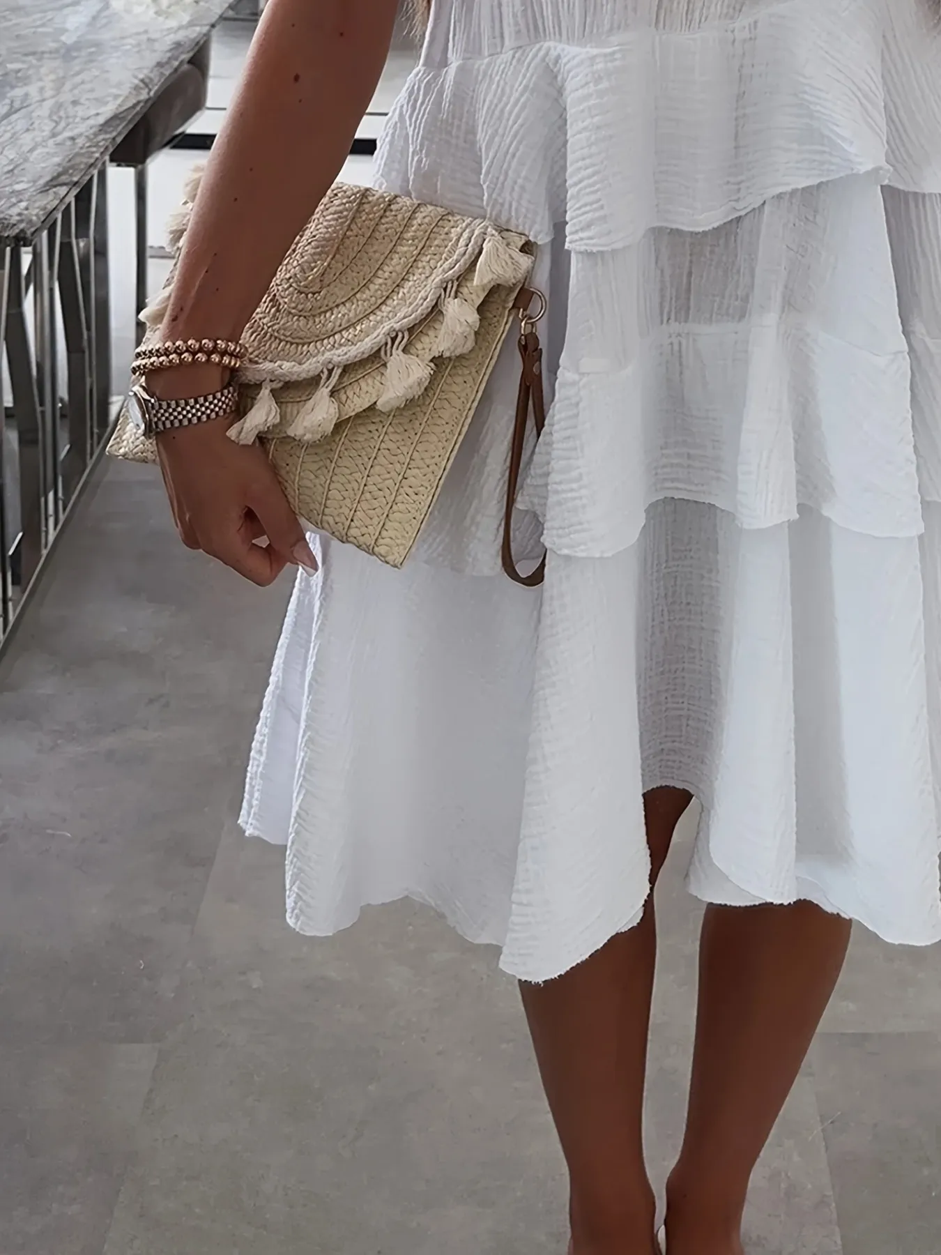 Ruffled Tie Shoulder Mini Dress - Image 3
