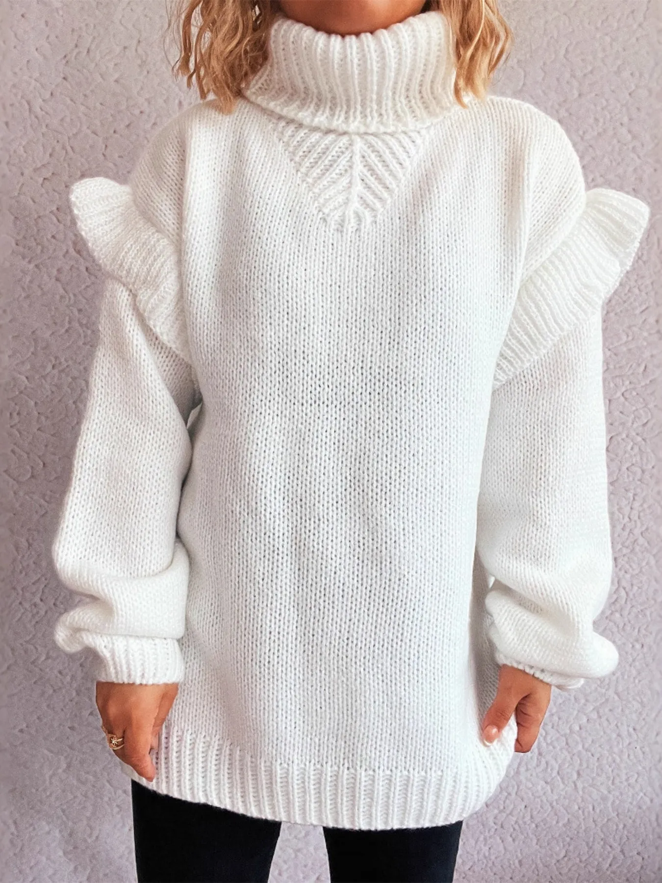 Ruffled Turtleneck Long Sleeve Sweater - Image 13