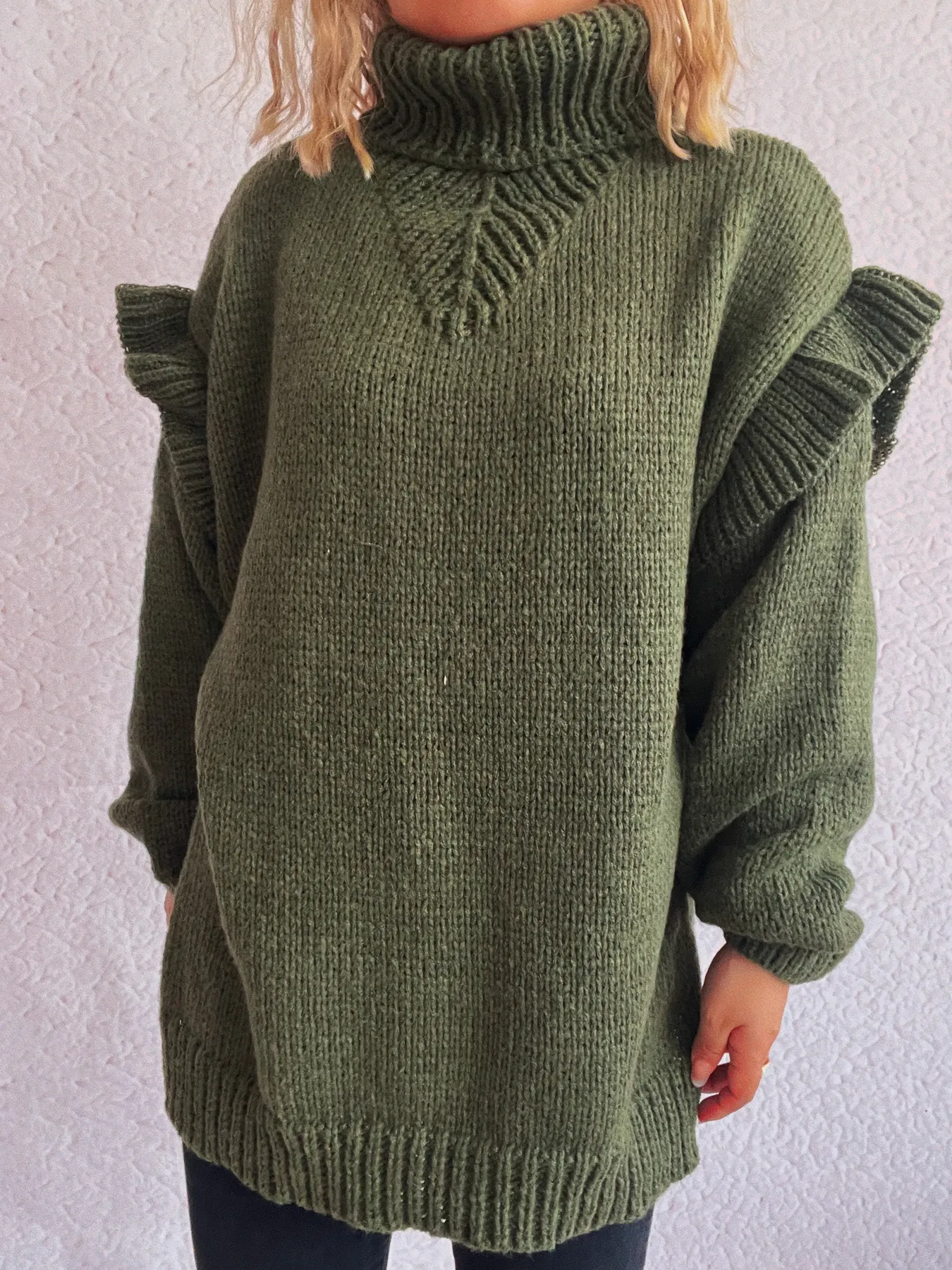Ruffled Turtleneck Long Sleeve Sweater - Image 22