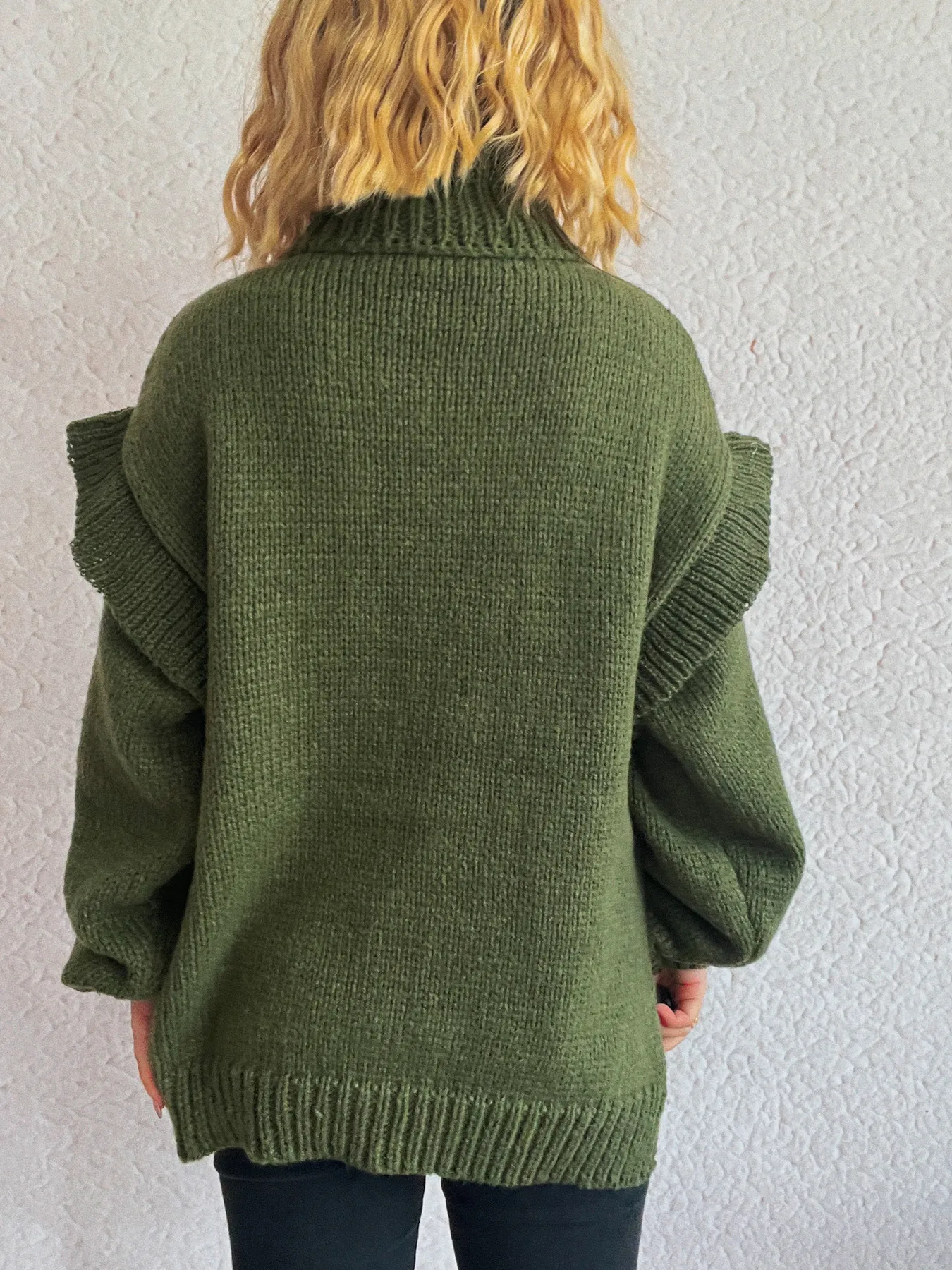 Ruffled Turtleneck Long Sleeve Sweater - Image 25