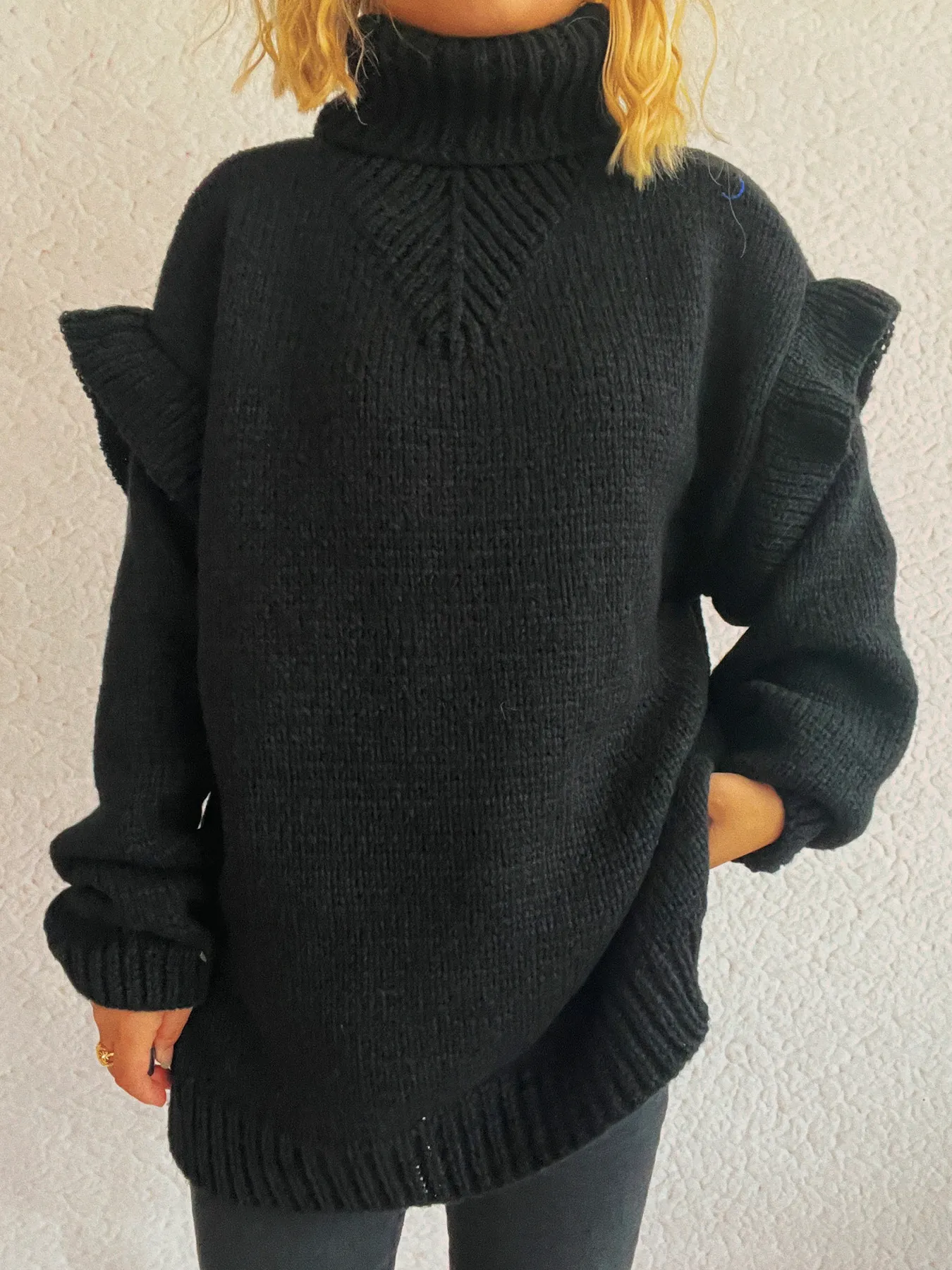 Ruffled Turtleneck Long Sleeve Sweater - Image 26