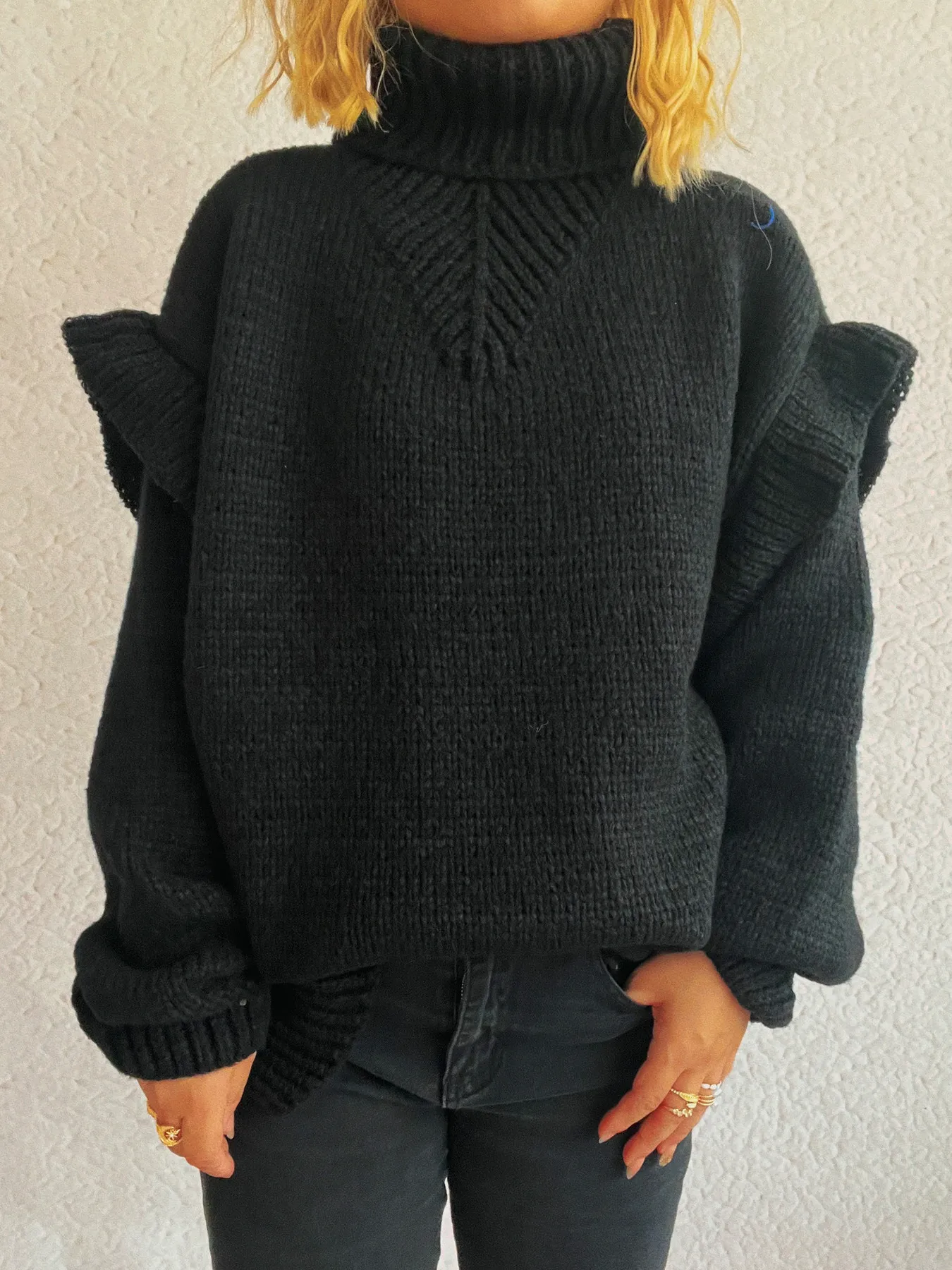 Ruffled Turtleneck Long Sleeve Sweater - Image 27