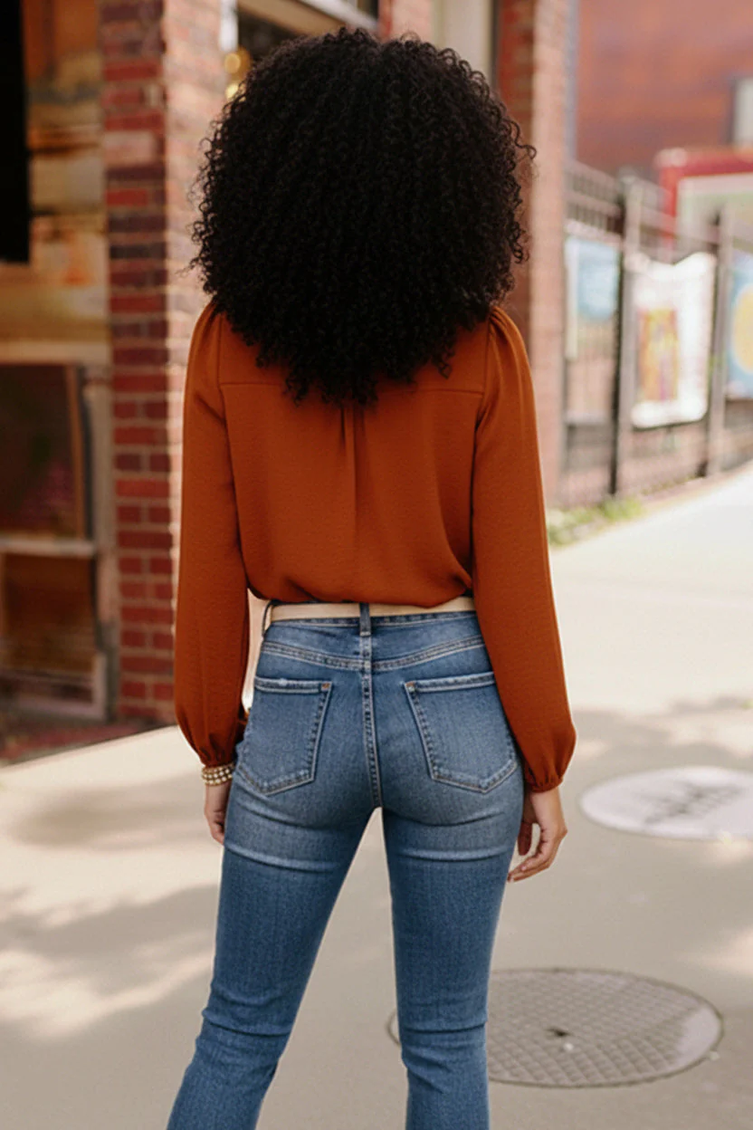 Copper Charm Pleated Blouse - Image 4