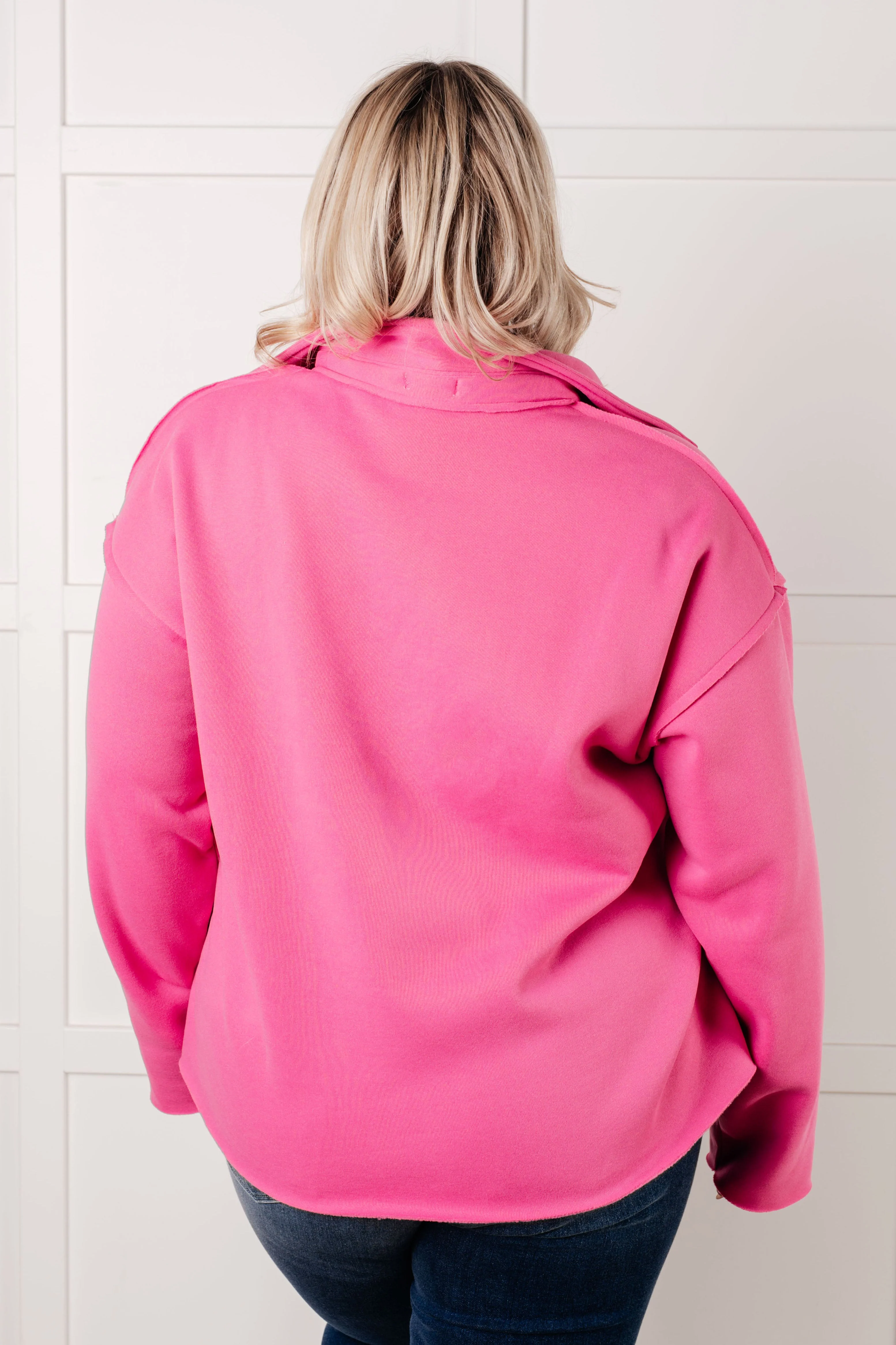 Same Ol' Situation Collared Pullover in Hot Pink - Image 8