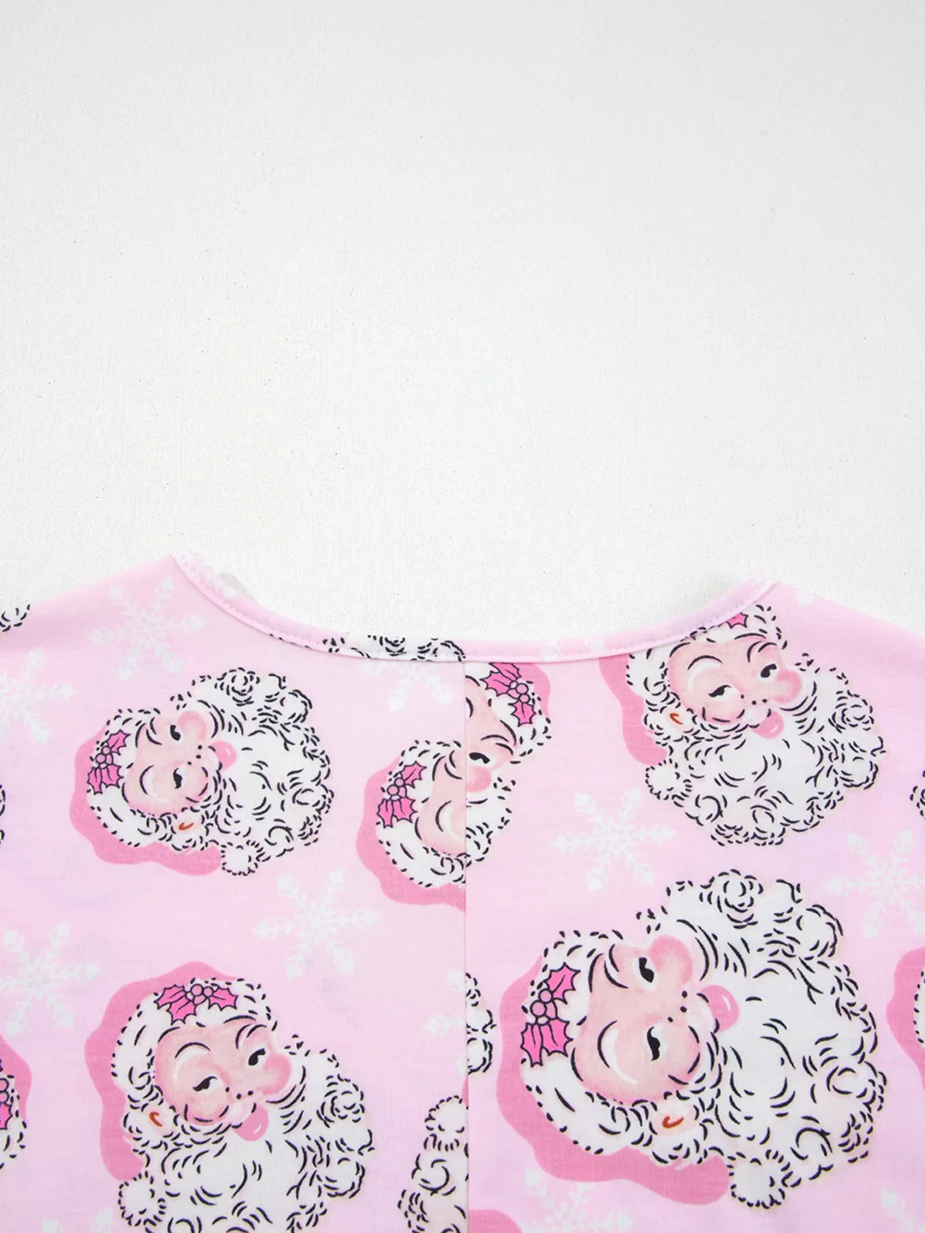 Santa Claus Print V Neck Tee Drawstring Pants 2pcs Lounge Set - Image 5