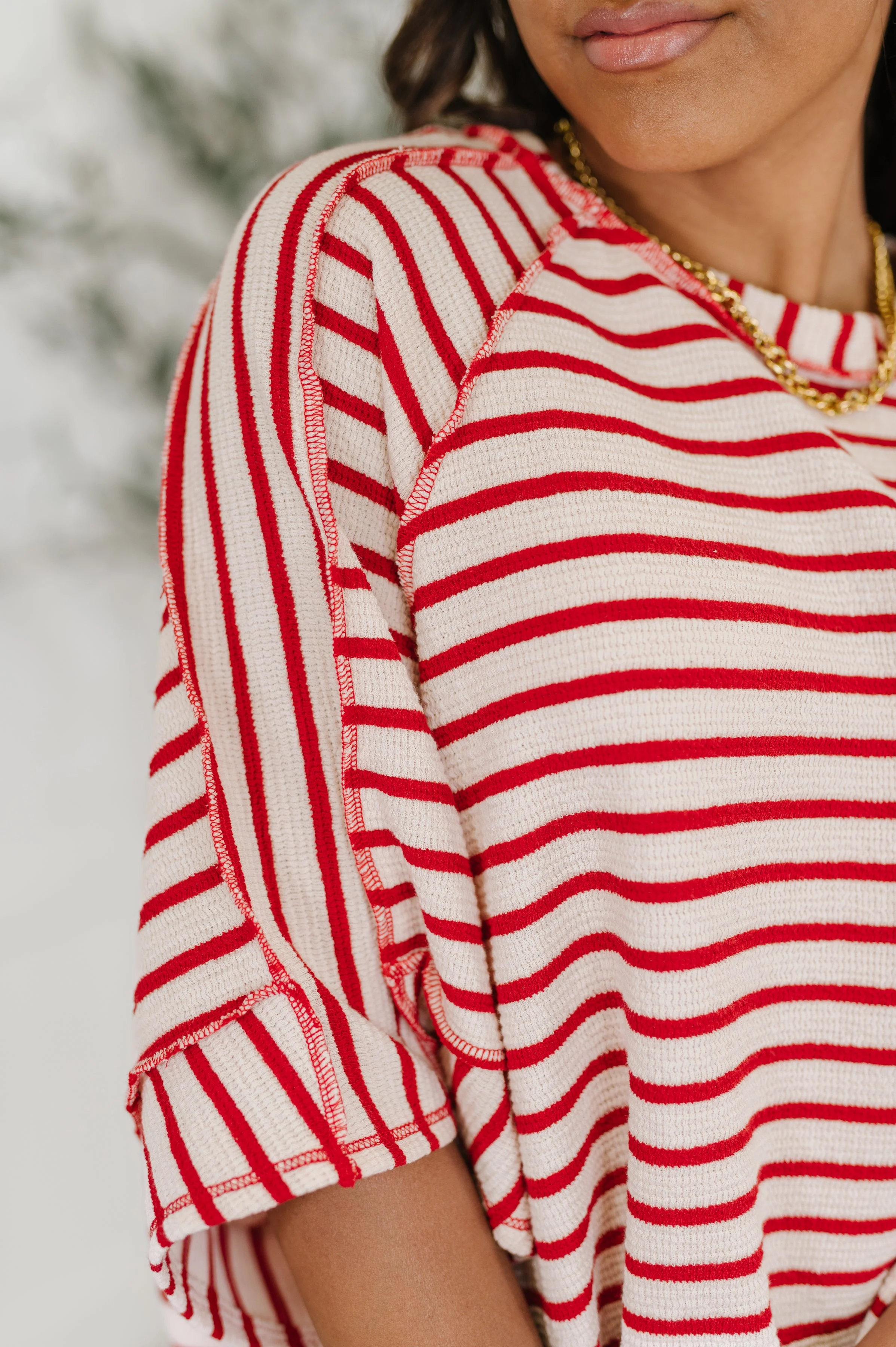 Sass in Session Relaxed Top in Cream Red - Image 3