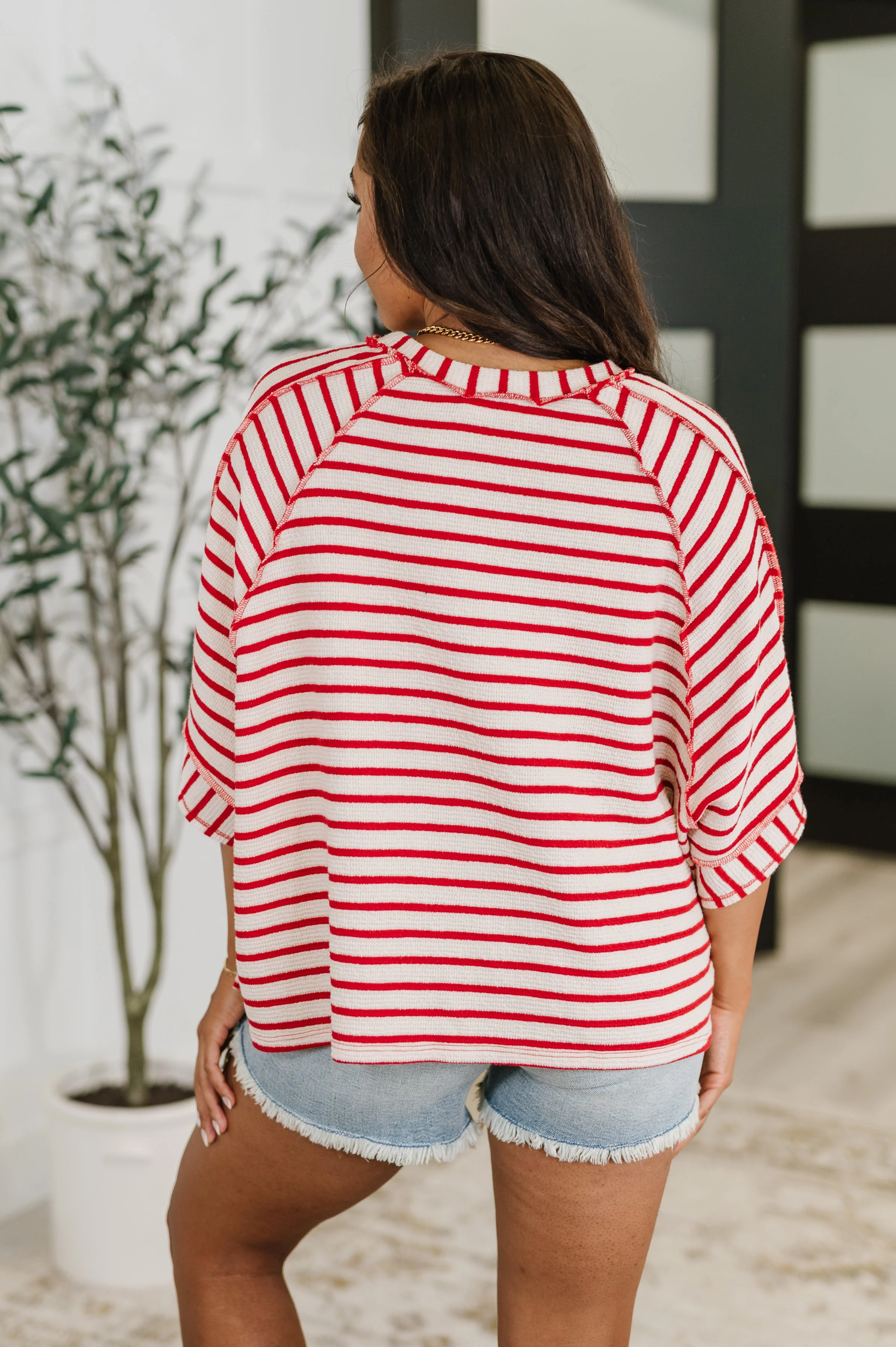 Sass in Session Relaxed Top in Cream Red - Image 6