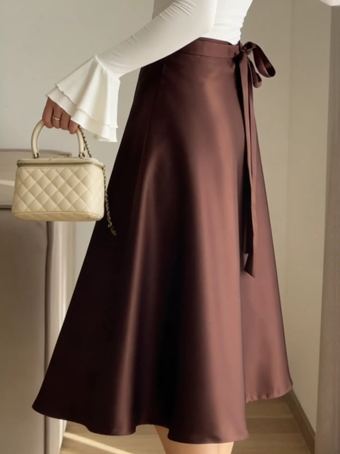 Satin A-Line Midi Skirt - Image 3