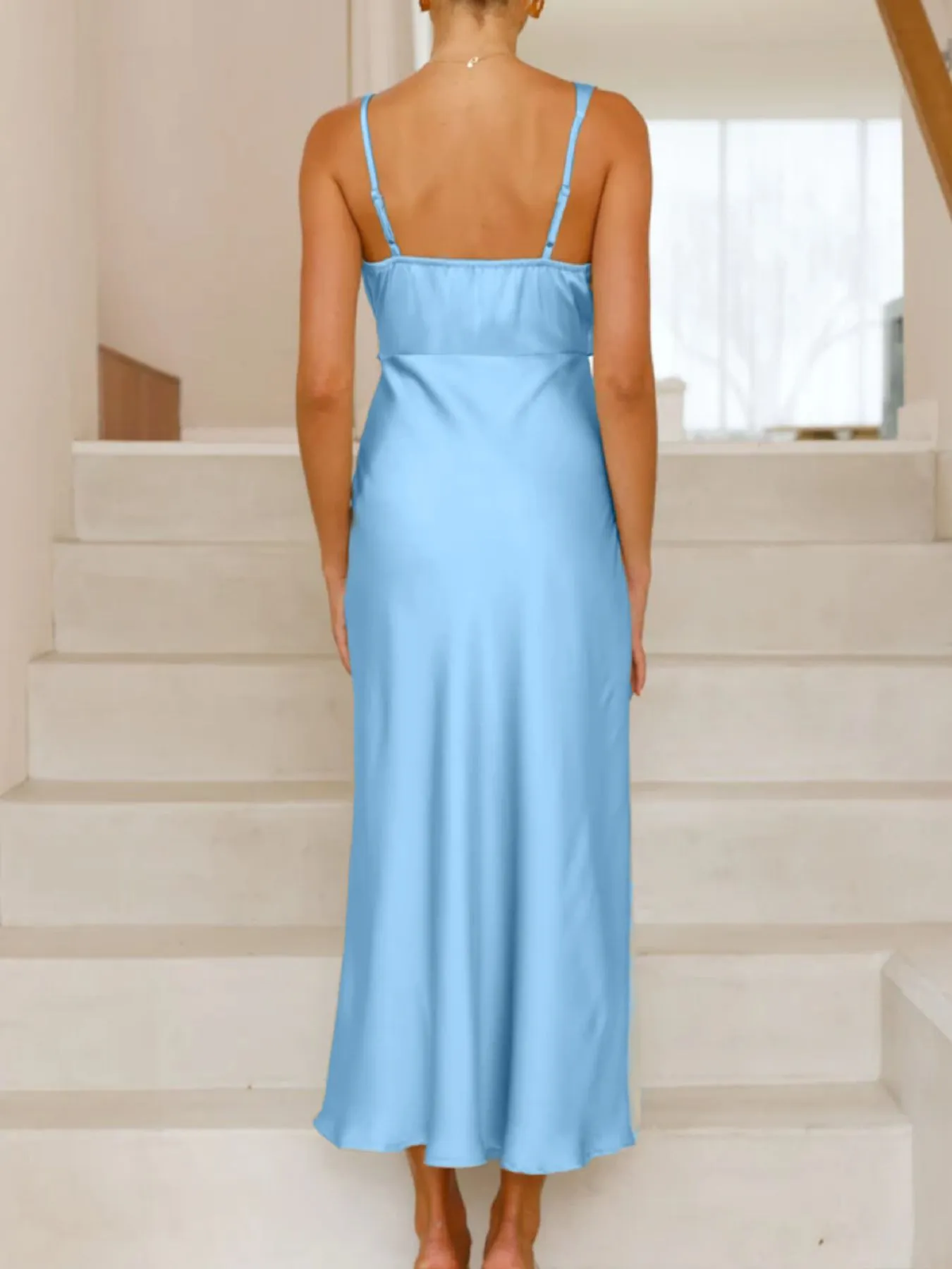 Satin Asymmetrical Midi Dress - Image 23
