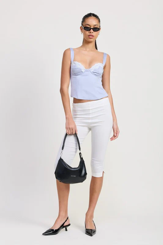 SATIN BUSTIER TOP WITH LACE DETAIL - Image 11