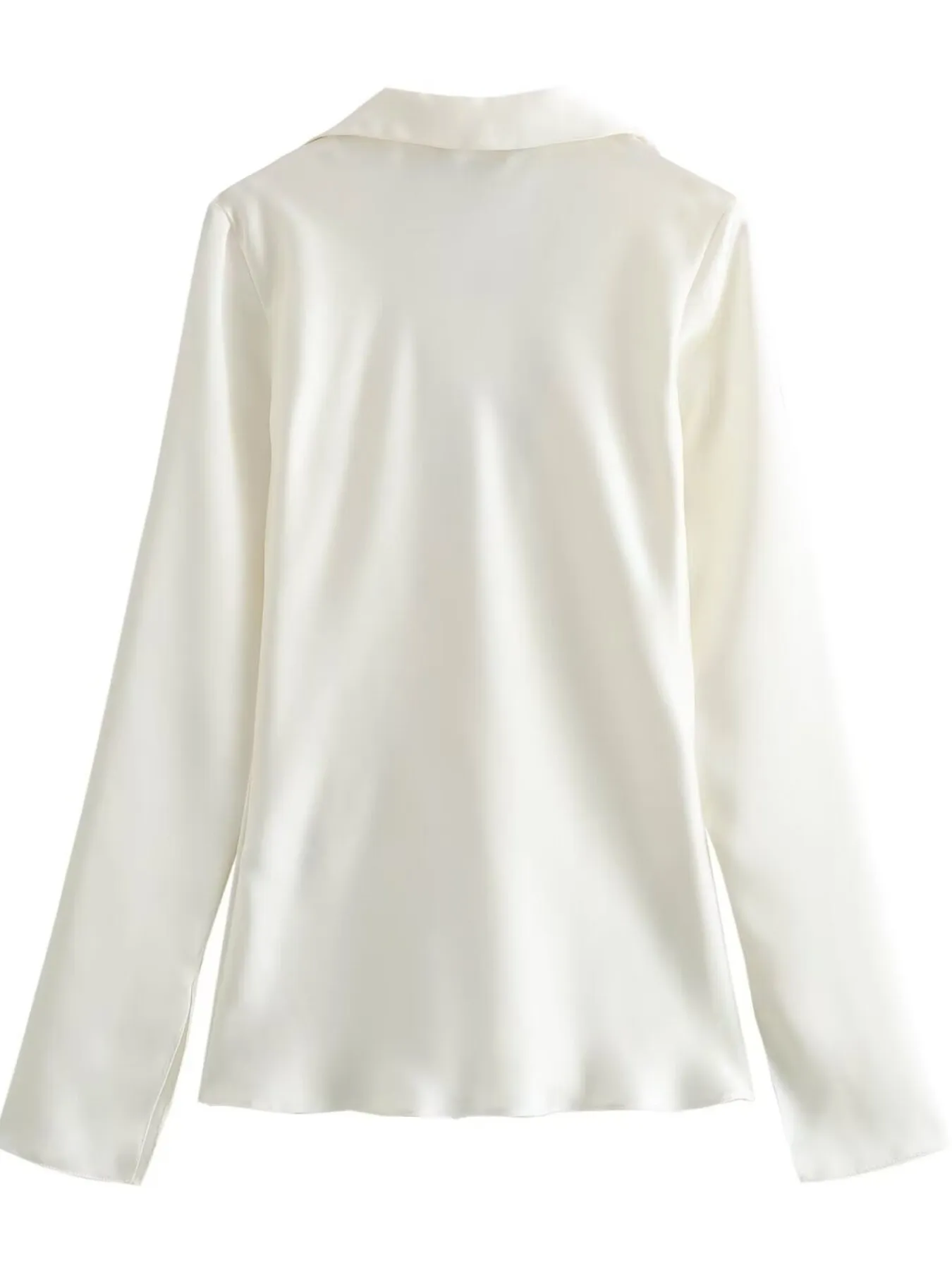 Satin Tie-Front Long Sleeve Shirt - Image 4