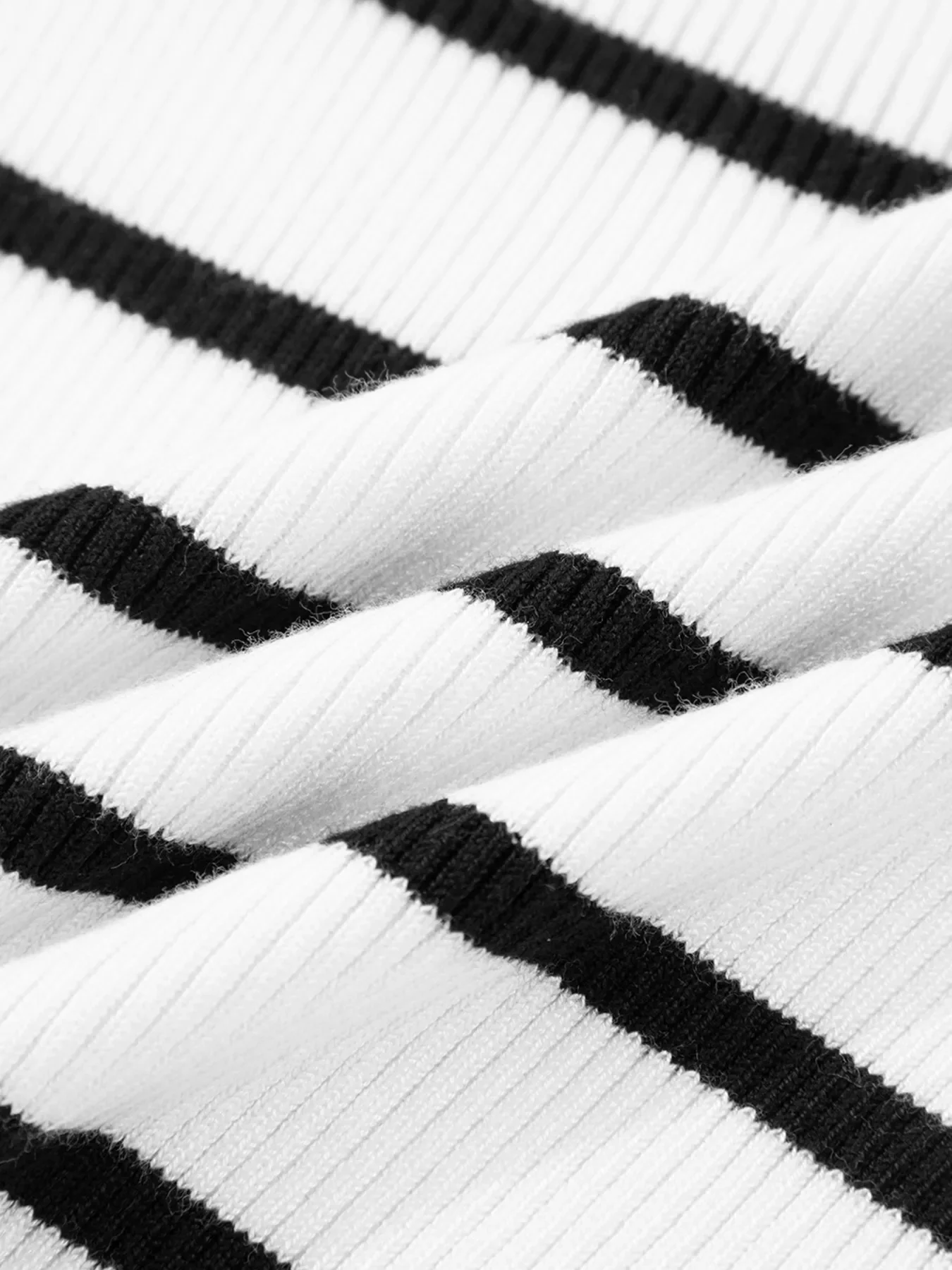 Scalloped Trim U Neck Striped Ribbed Slim Knit Top - Image 6