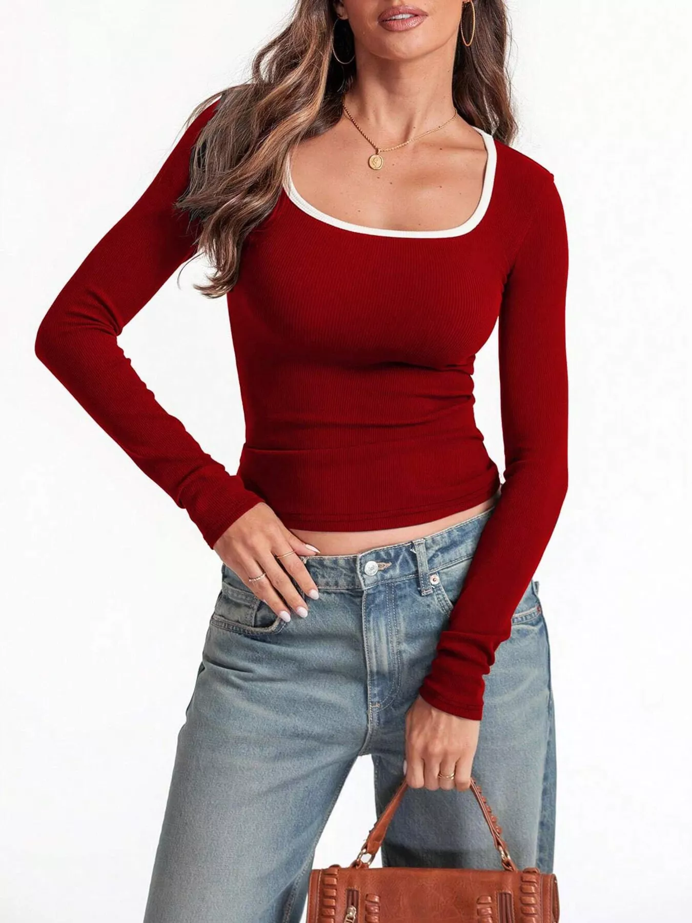 Scoop Neck Long Sleeve T-Shirt - Image 19