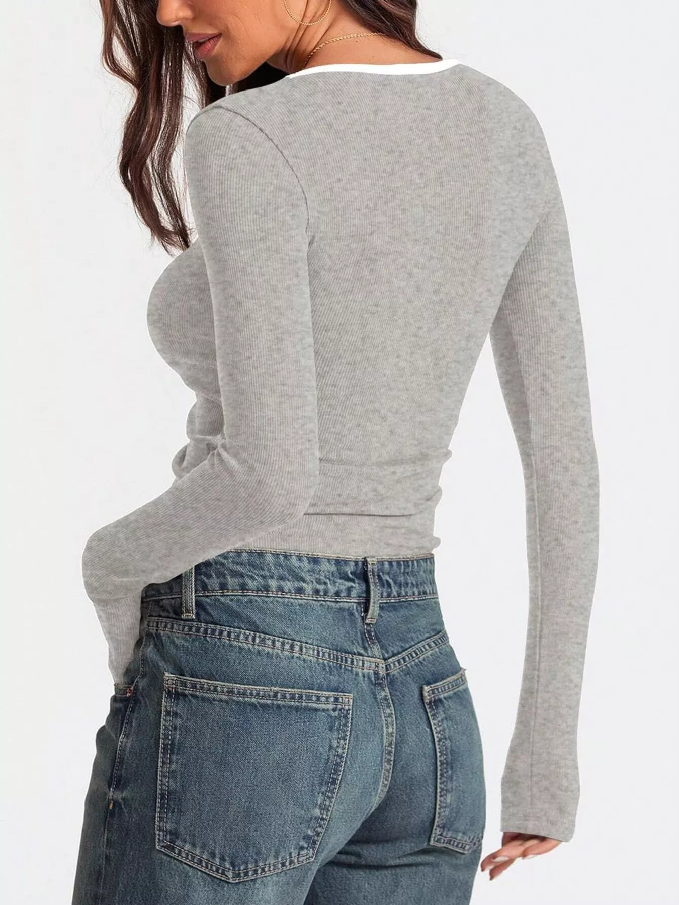 Scoop Neck Long Sleeve T-Shirt - Image 7