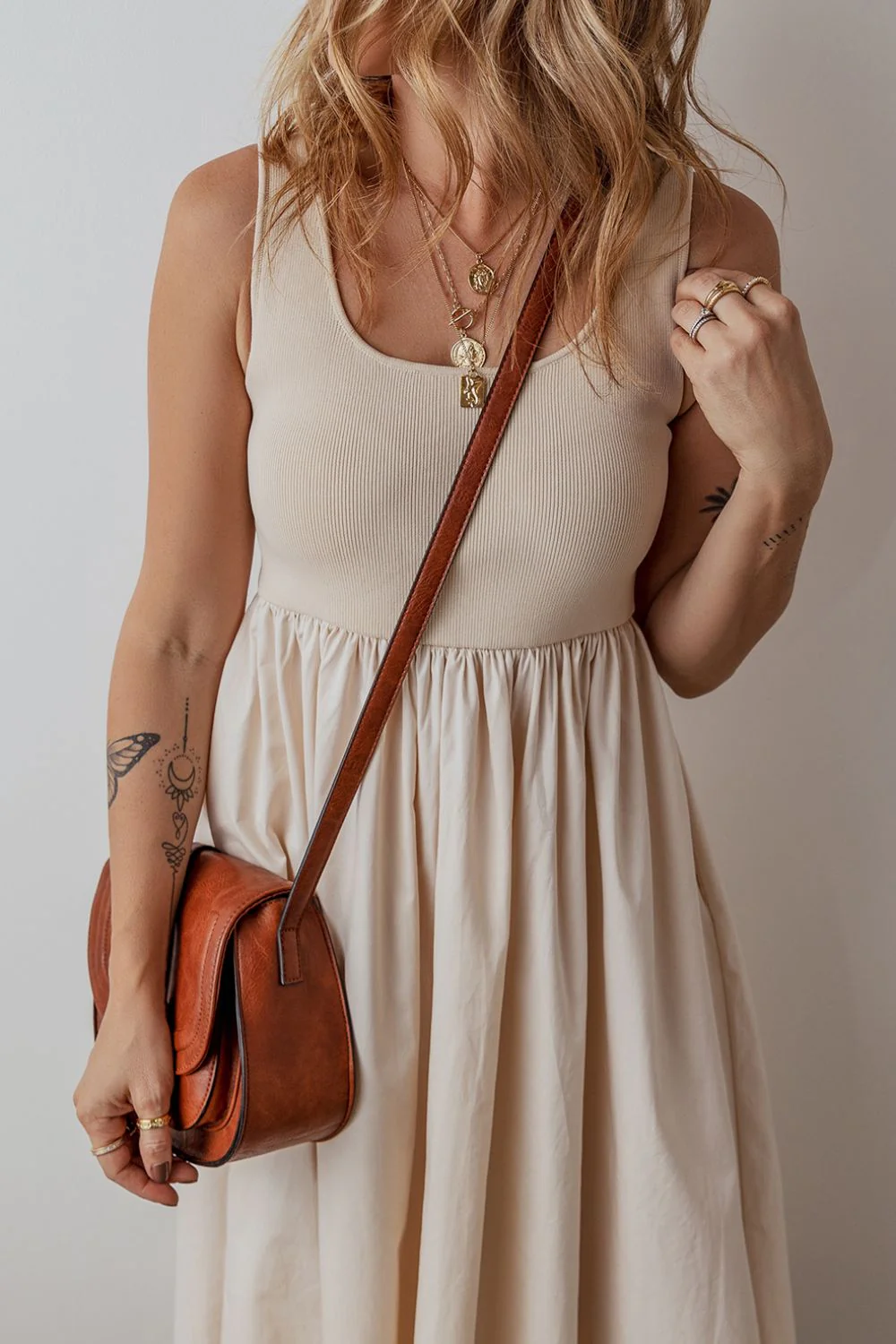 Scoop Neck Ribbed Bodice Sleeveless Midi Tank Dress - Image 4