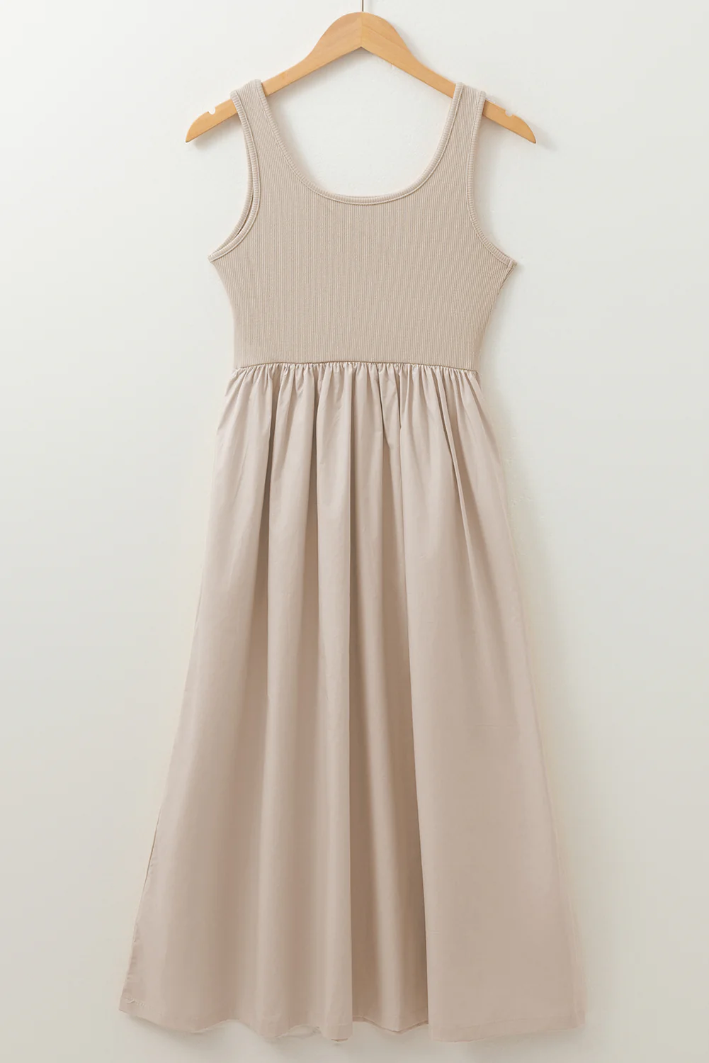Scoop Neck Ribbed Bodice Sleeveless Midi Tank Dress - Image 9