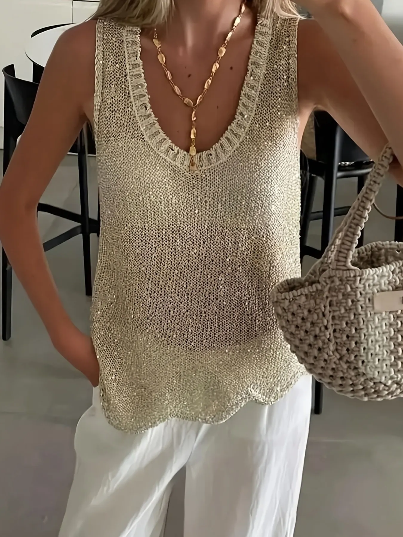 Scoop Neck Sweater Vest - Image 6