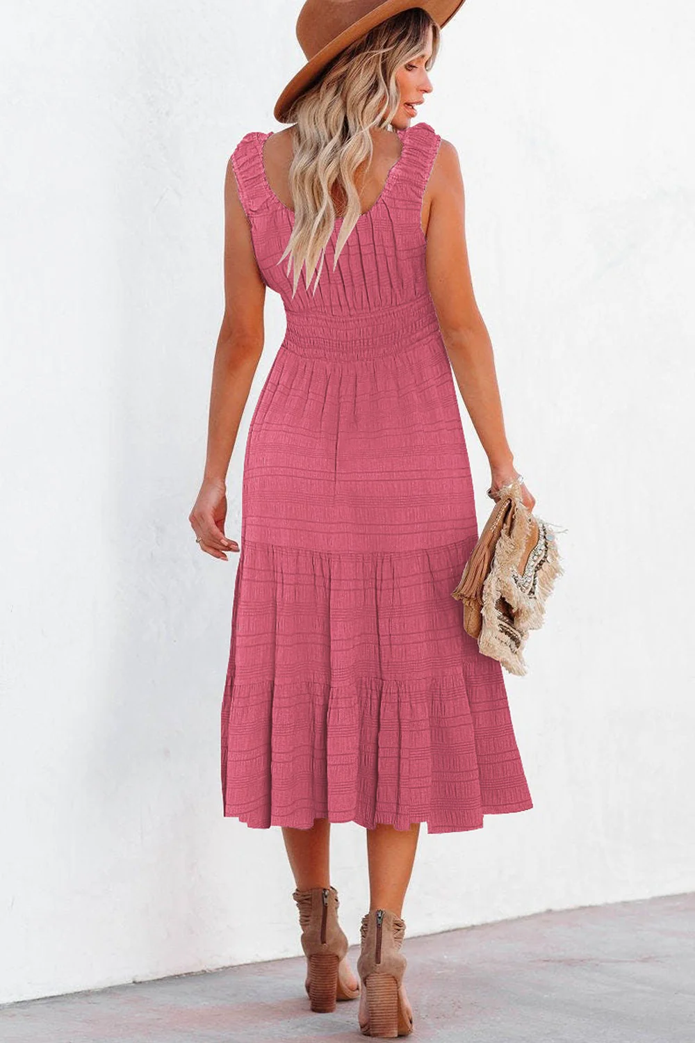 Scoop Neck Wide Strap Midi Dress - Image 5