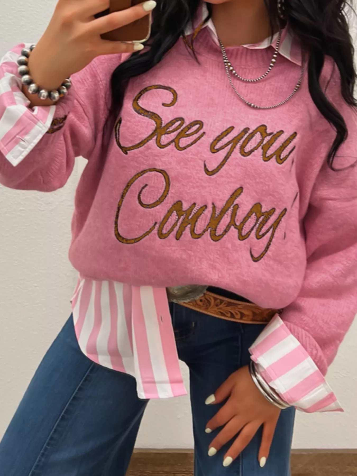 See You Cowboy Round Neck Sweater - Image 2