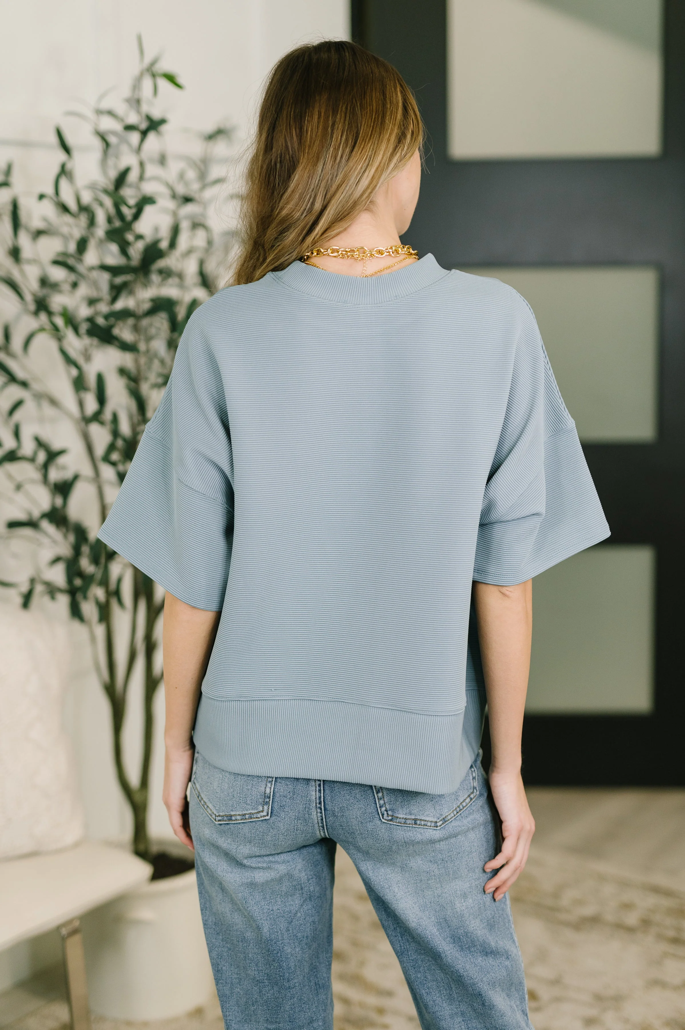 Sense of Clarity Boxy Top in Blue Grey - Image 4