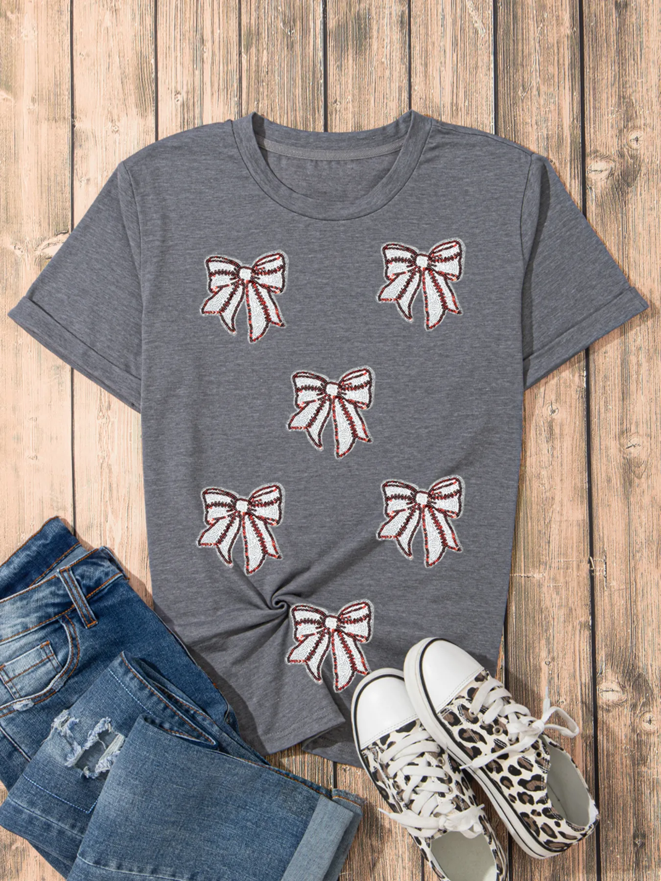 Sequin Bow Short Sleeve Tee - Image 6