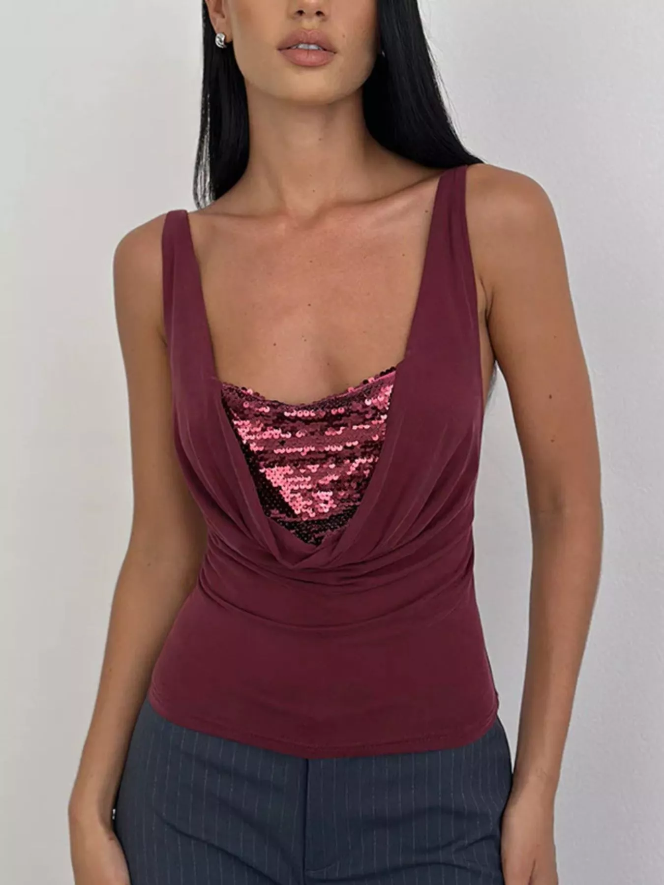 Sequin Detail Ruched Tank - Image 6