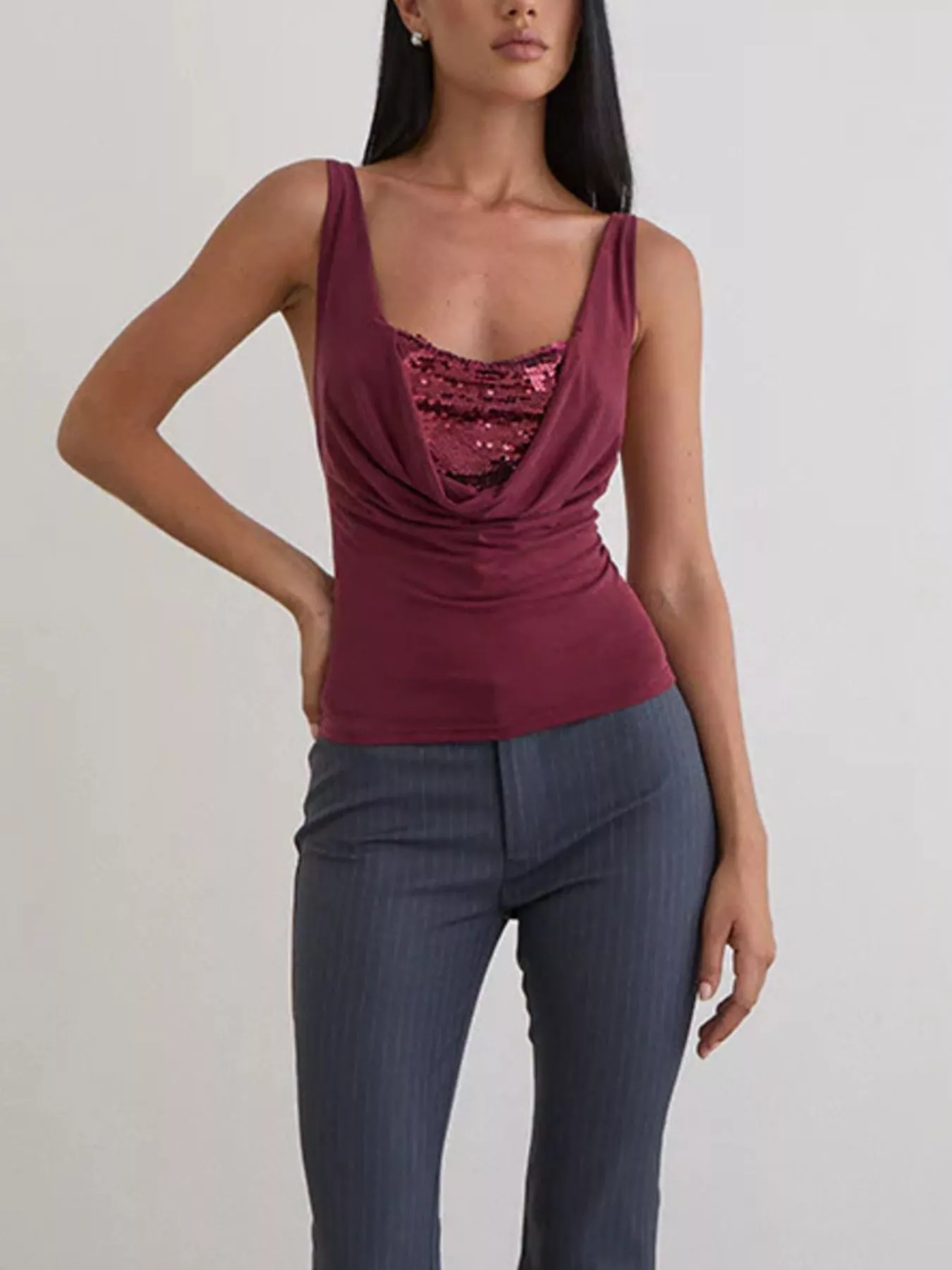 Sequin Detail Ruched Tank - Image 8