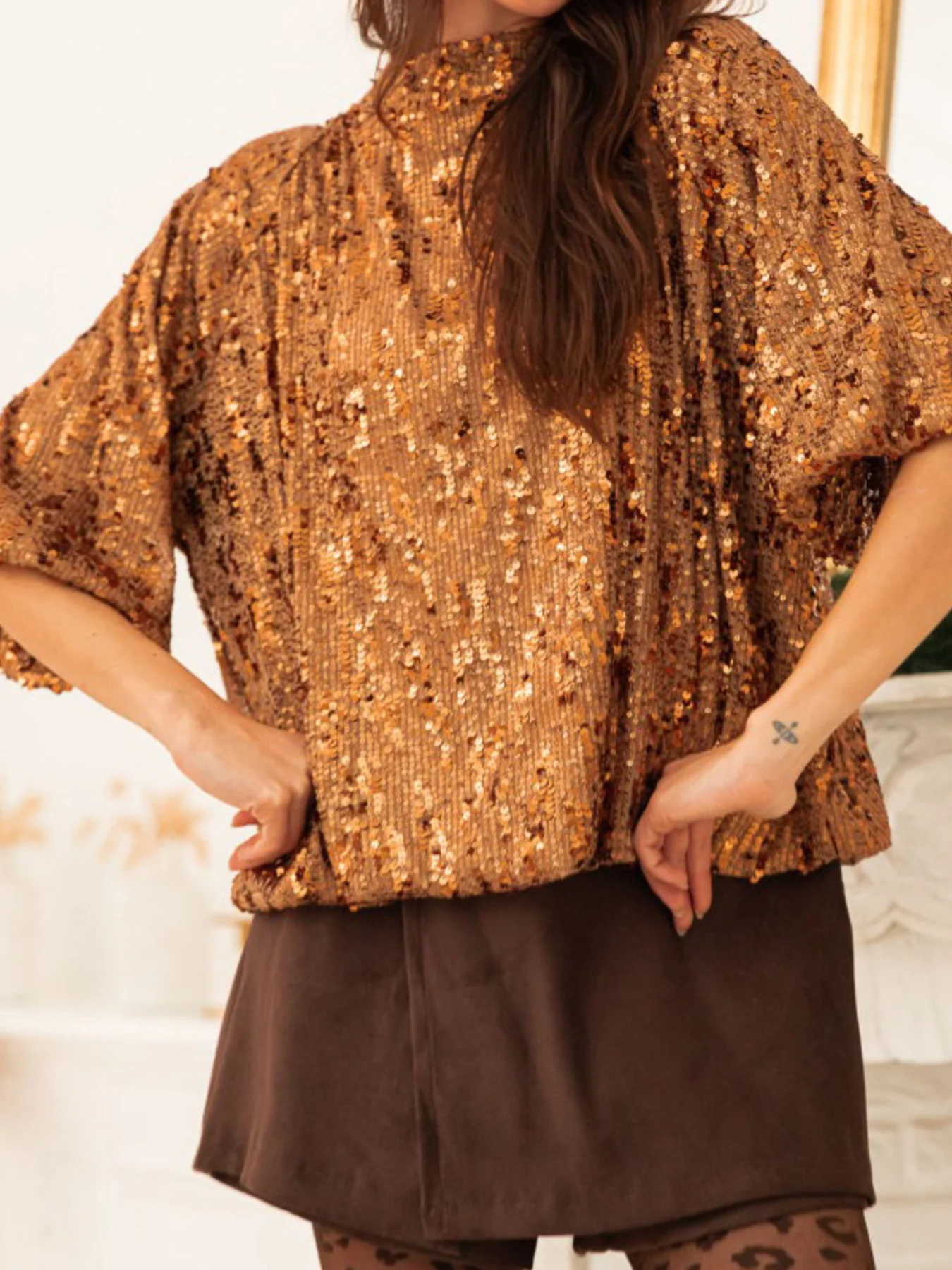 Sequin Embellished Tie-Back Blouse - Image 3