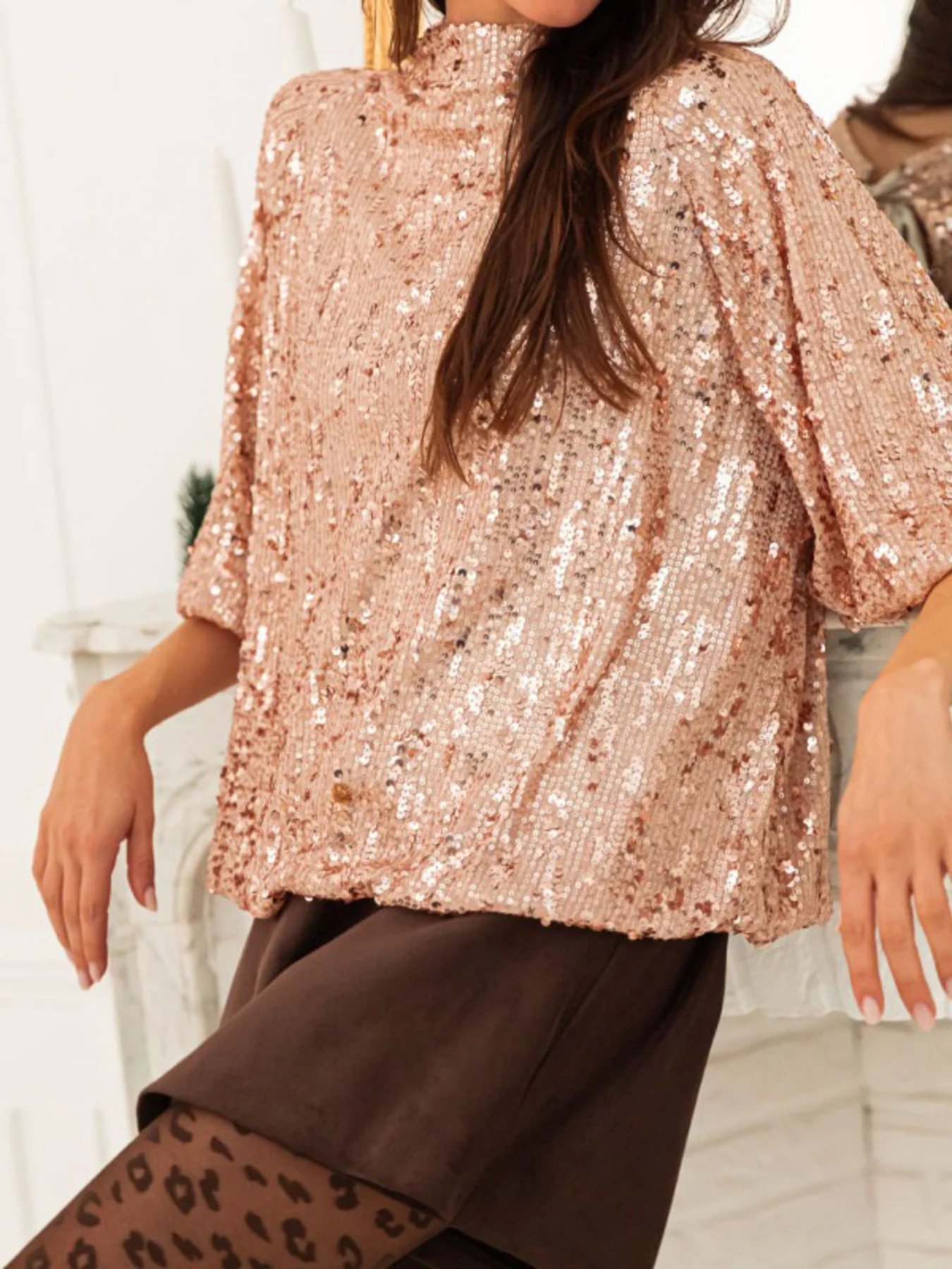Sequin Embellished Tie-Back Blouse - Image 6