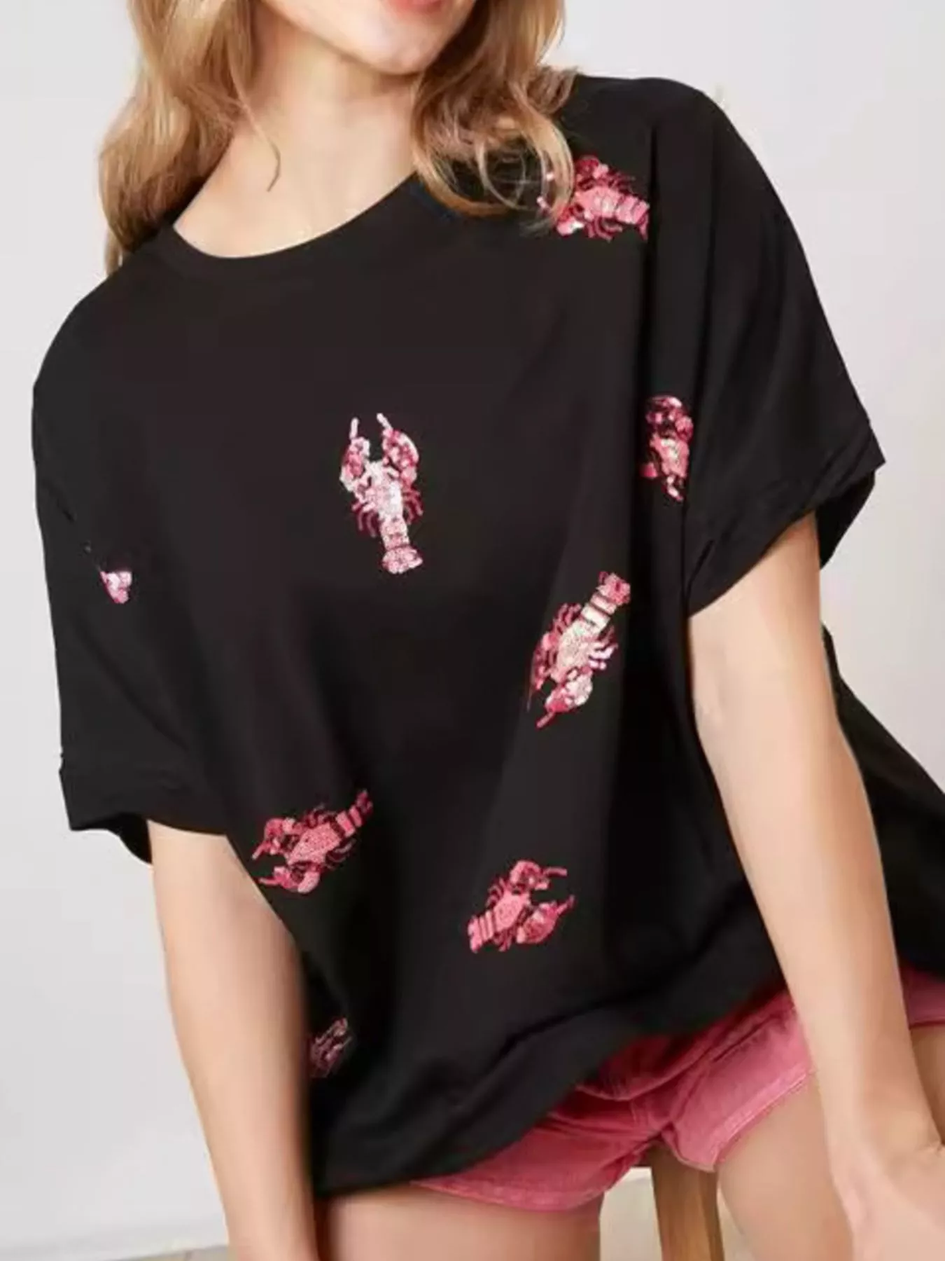 Sequin Lobster Round Neck T-Shirt - Image 2