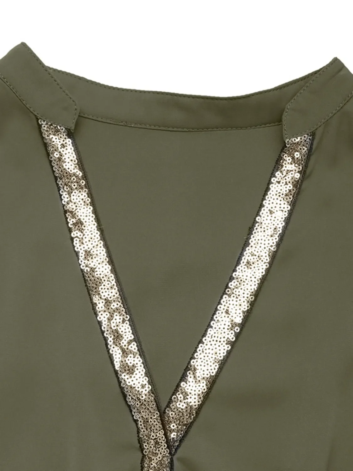Sequin Notched Short Sleeve Midi Dress - Image 8