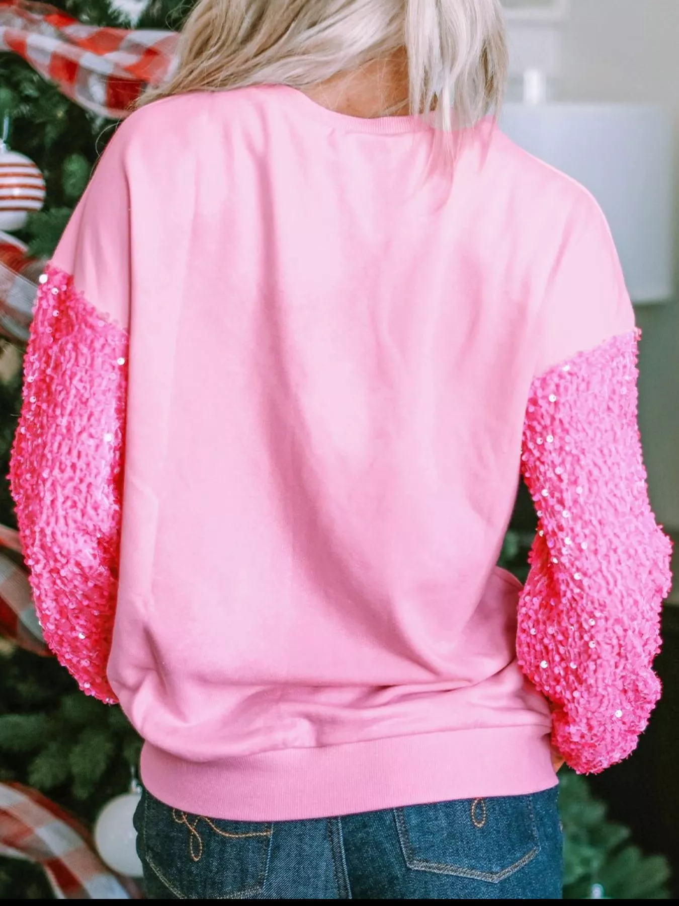 Sequin Round Neck Long Sleeve Sweatshirt - Image 5