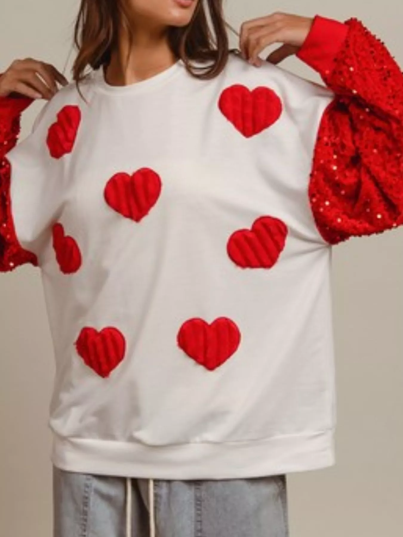 Sequin Round Neck Long Sleeve Sweatshirt - Image 7