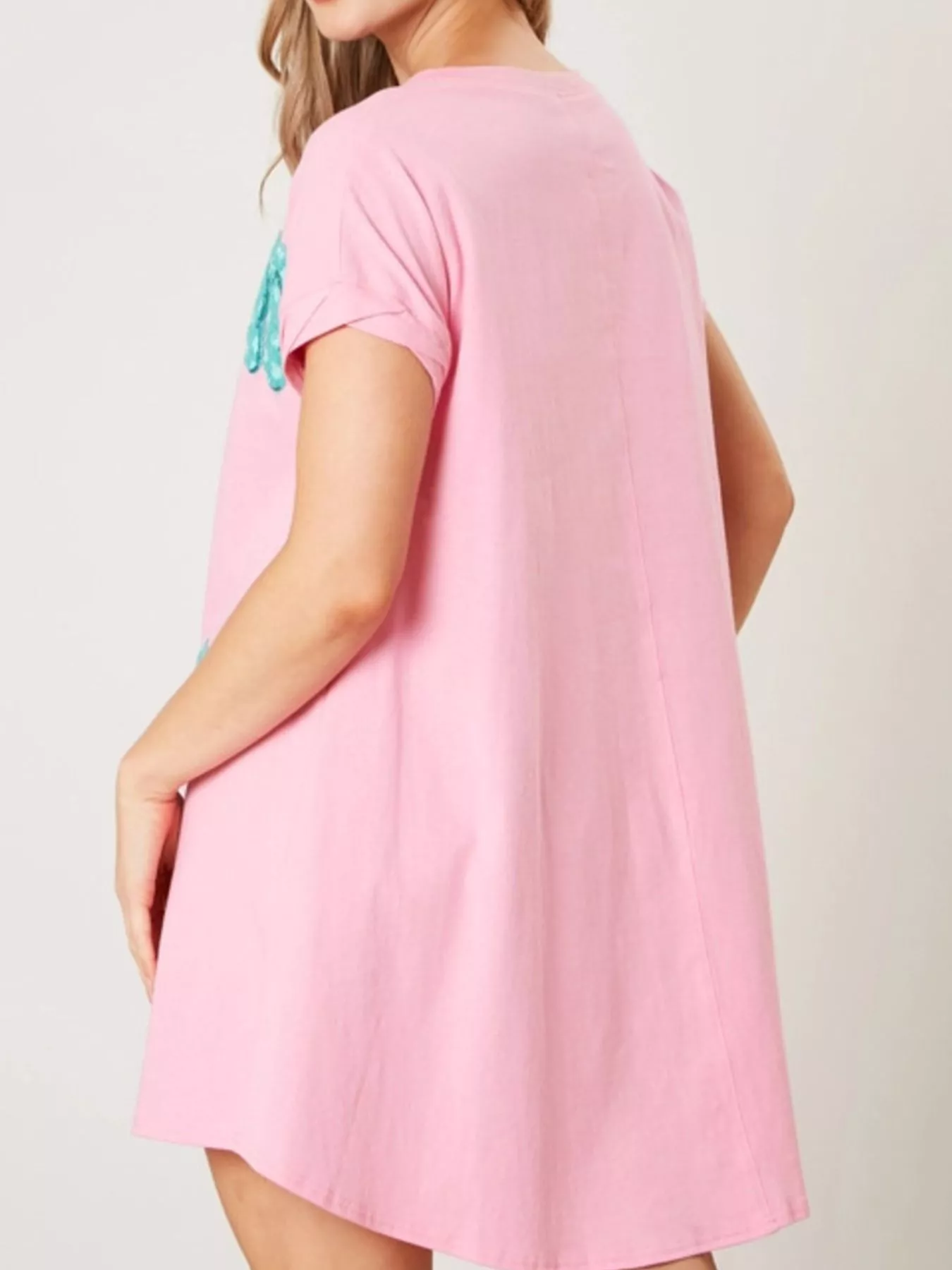 Sequin Short Sleeve Summer Tee Dress - Image 4