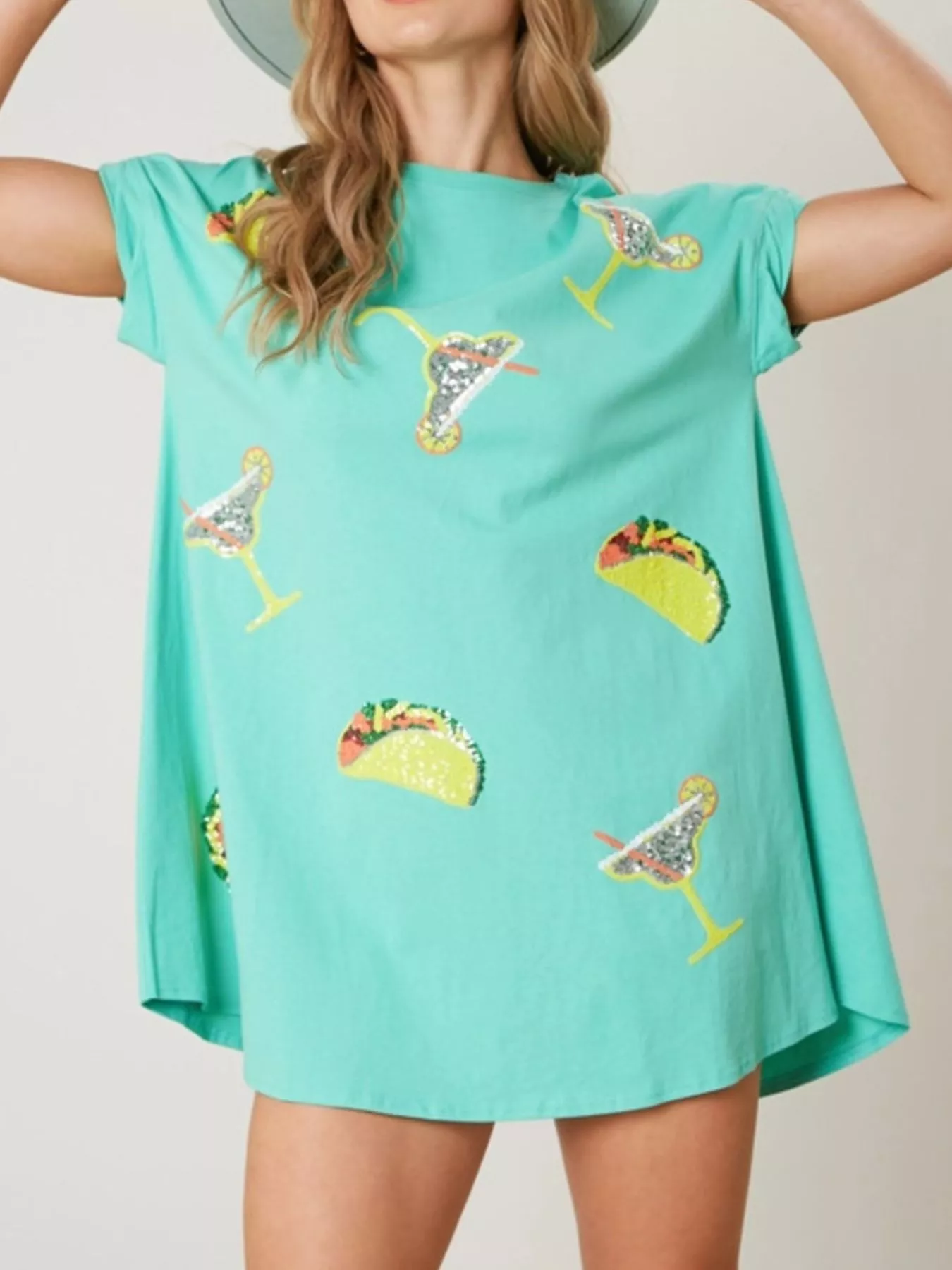 Sequin Short Sleeve Summer Tee Dress - Image 7