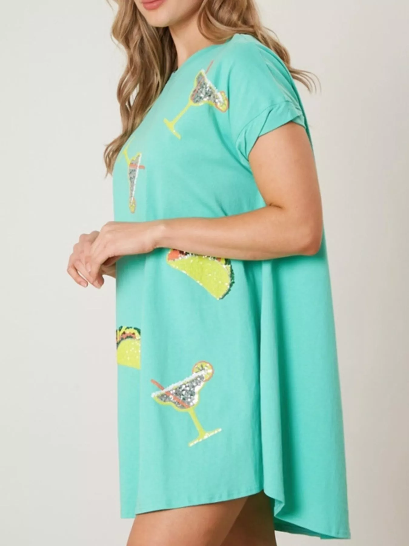 Sequin Short Sleeve Summer Tee Dress - Image 9