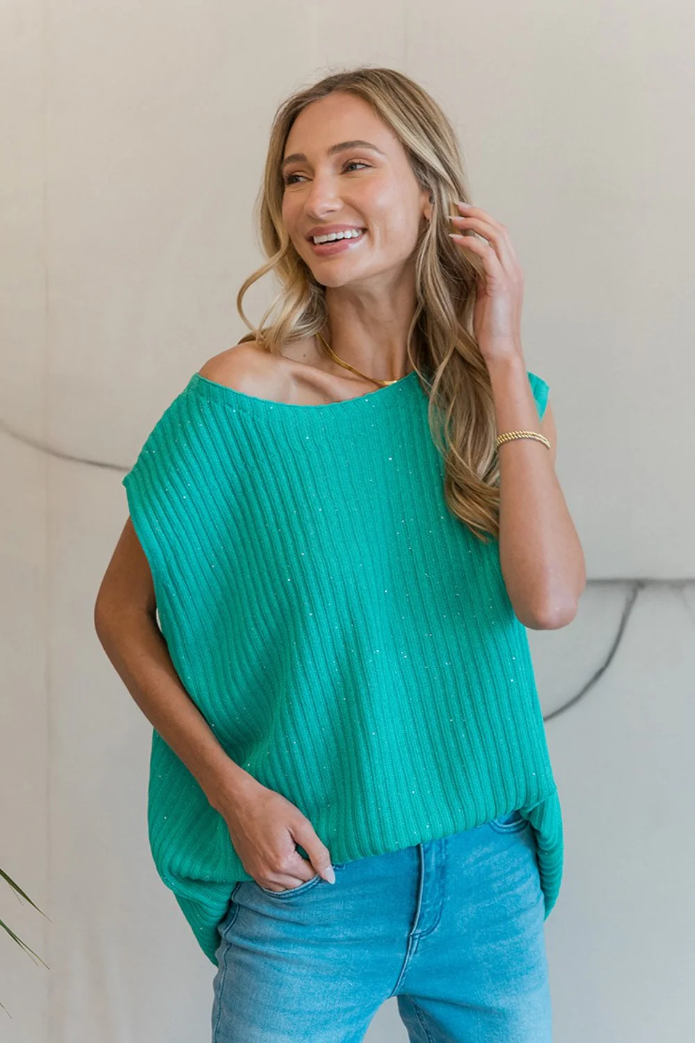 Sew In Love Ribbed Round Neck Sweater Vest - Image 2