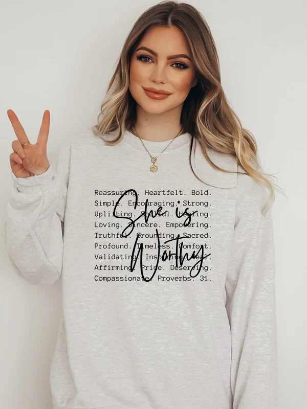 She is Worthy Words Front Graphic Sweatshirt - Image 5