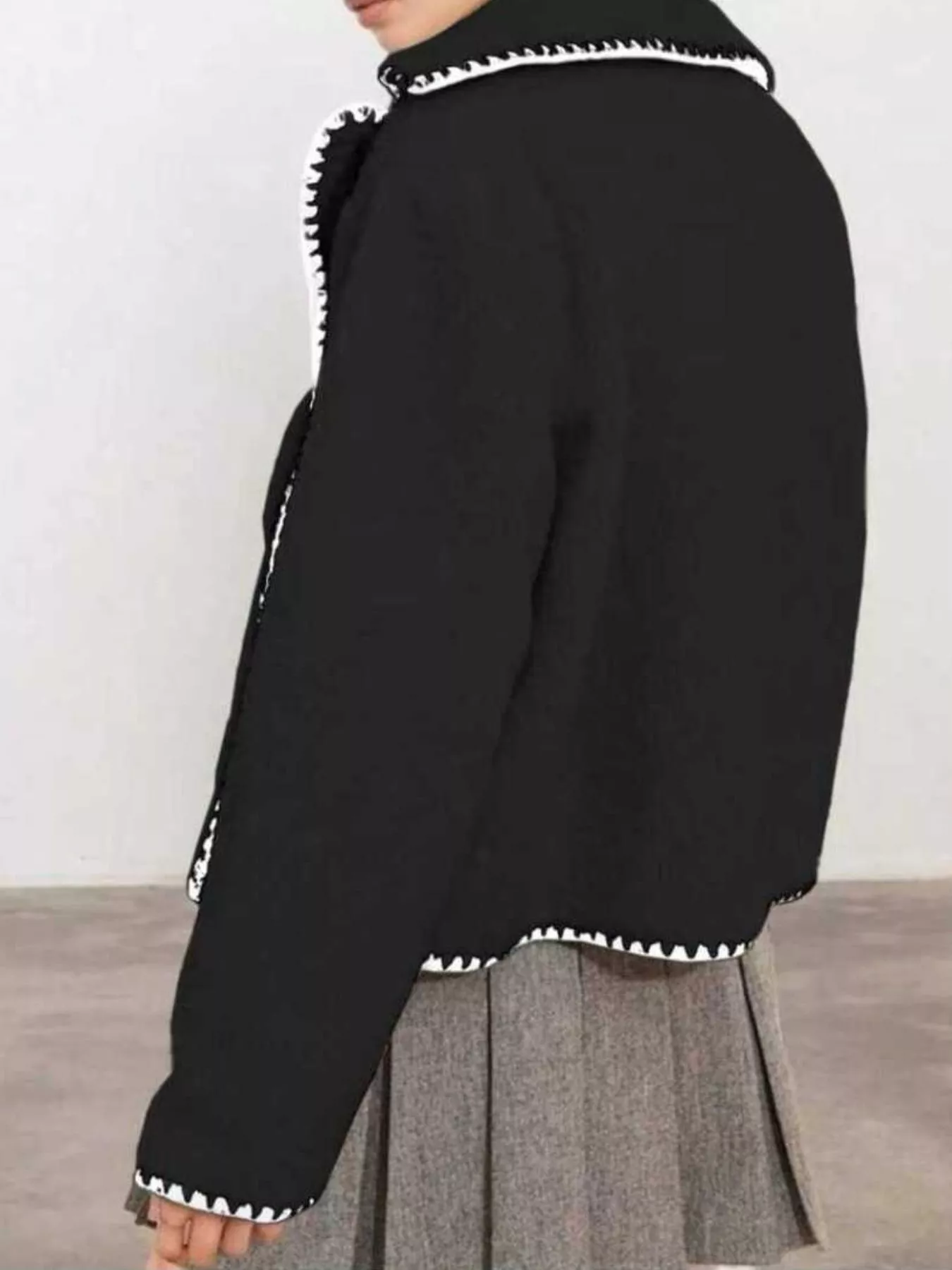 Sherpa Contrast Trim Button Up Outerwear - Image 5