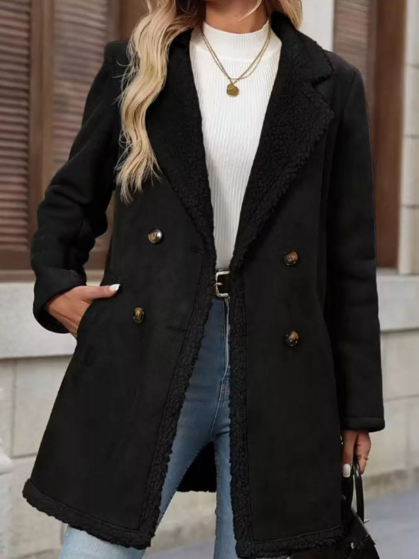 Sherpa Lined Button Up Coat - Image 13