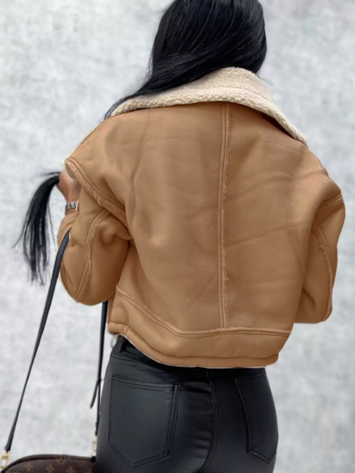 Sherpa Trim Cropped Jacket - Image 2